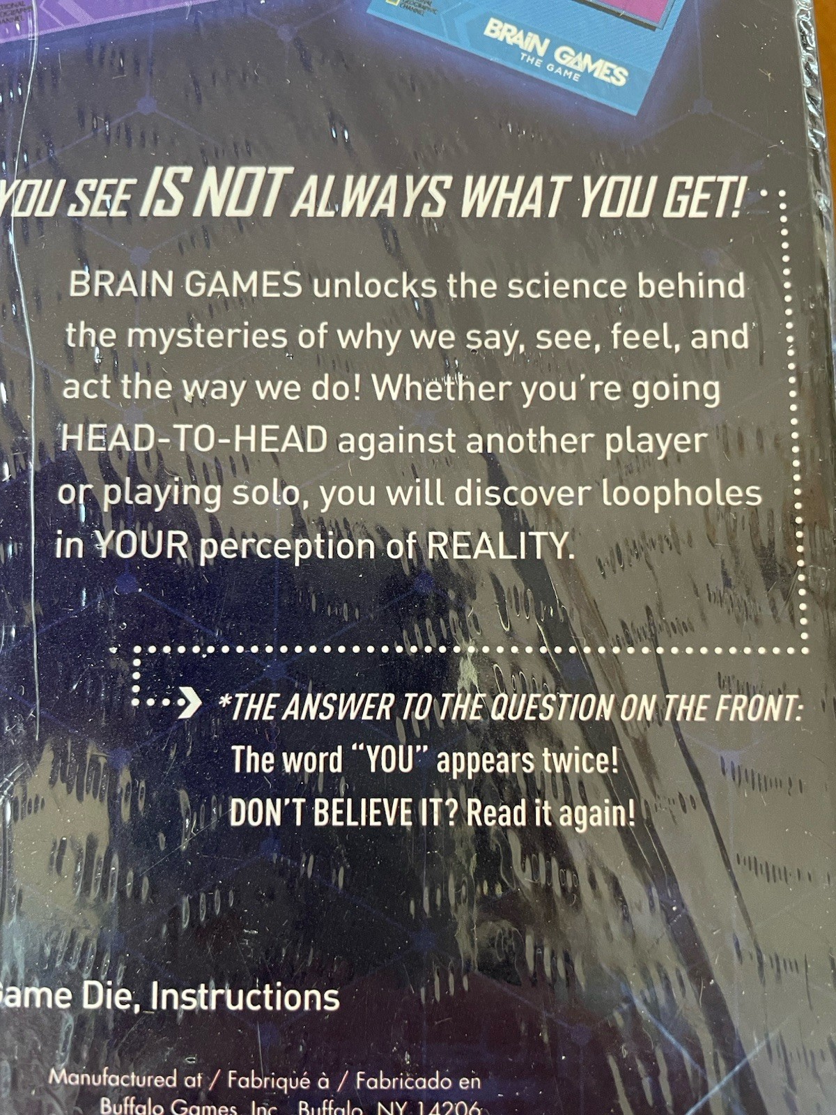 Brain Games: The Game • National Geographic Channel • New / Sealed! Ages 14+