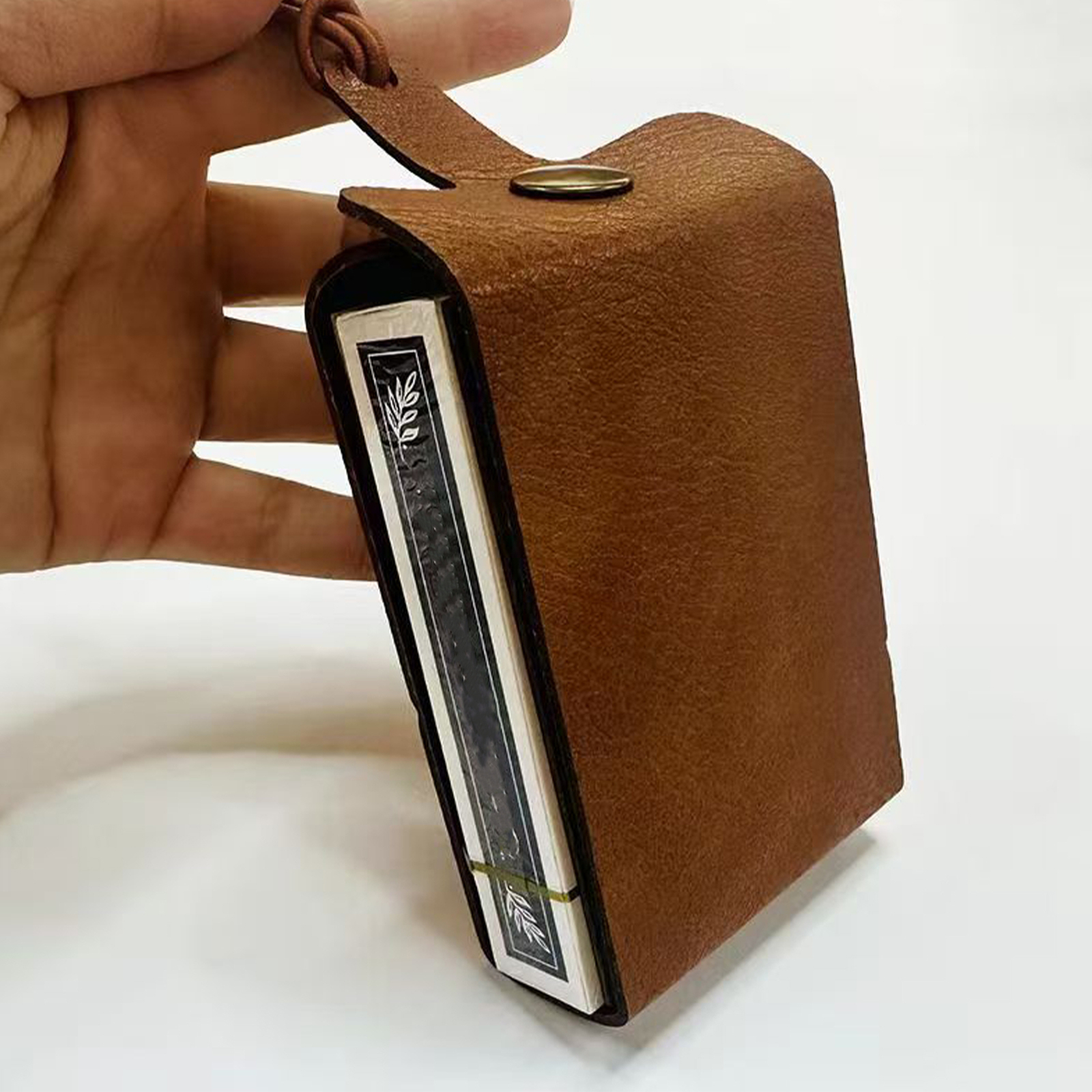 Traditional Cribbage Board Game Leather Storage Folding Classic Playing Cards