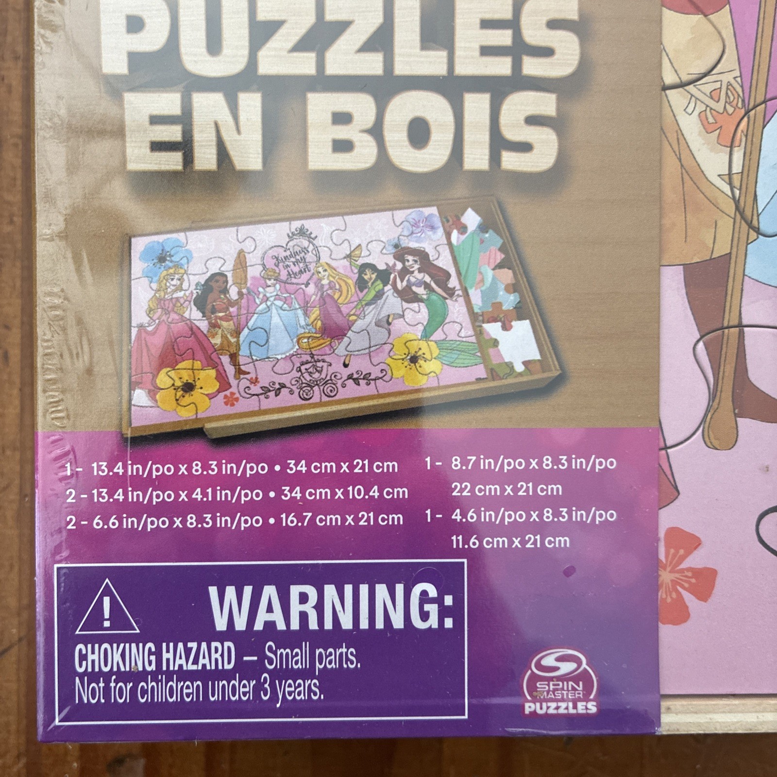 Disney Princess 7 Wood Puzzles Age 3+ Spinmaster Brand New in Sealed Box