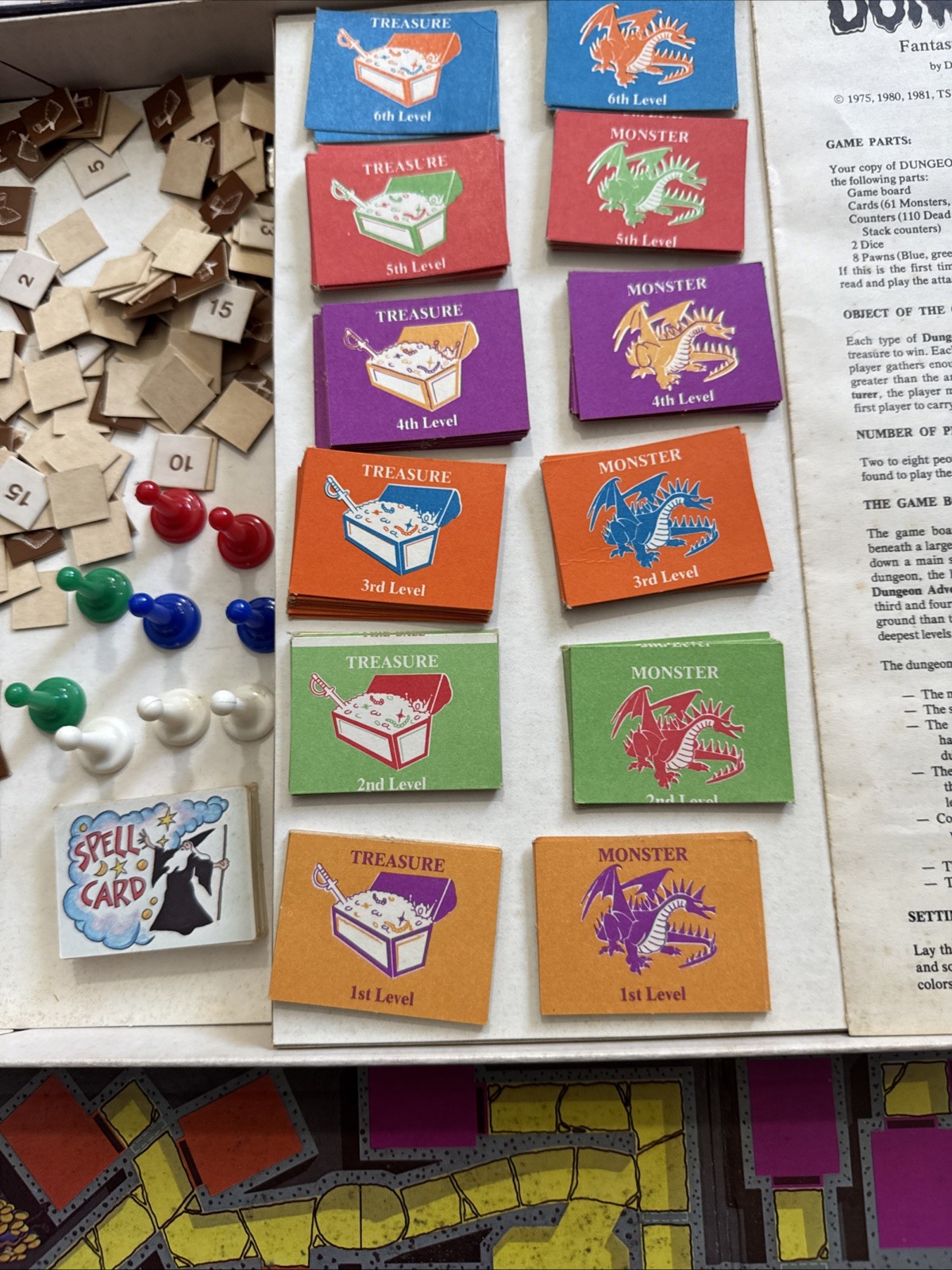 Dungeon! Vintage 1981 TSR Fantasy Boardgame Dungeons & Dragons Era 90% Complete