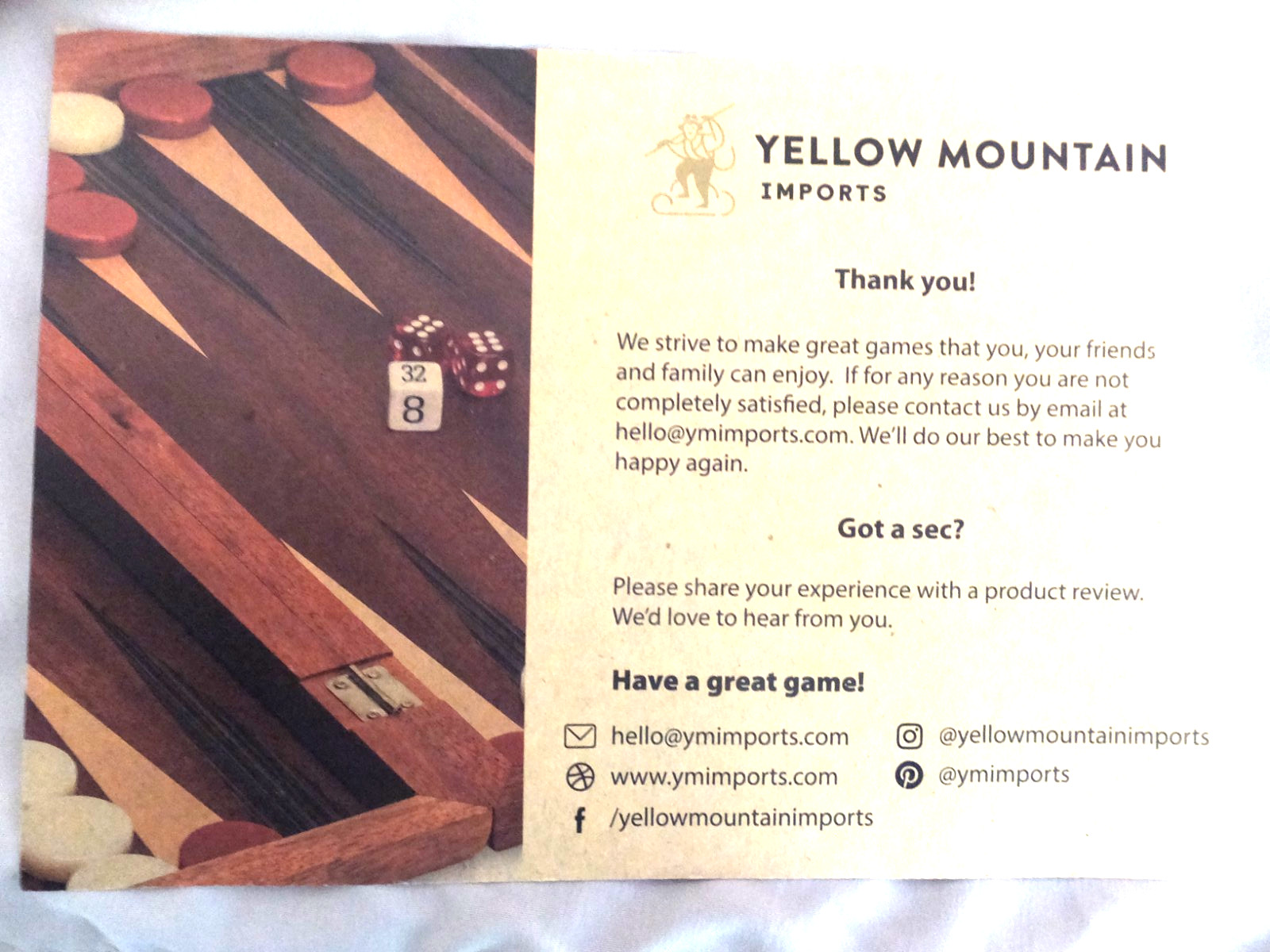 Yellow Mountain Imports Wooden Inlaid Backgammon “Pasadena” Set
