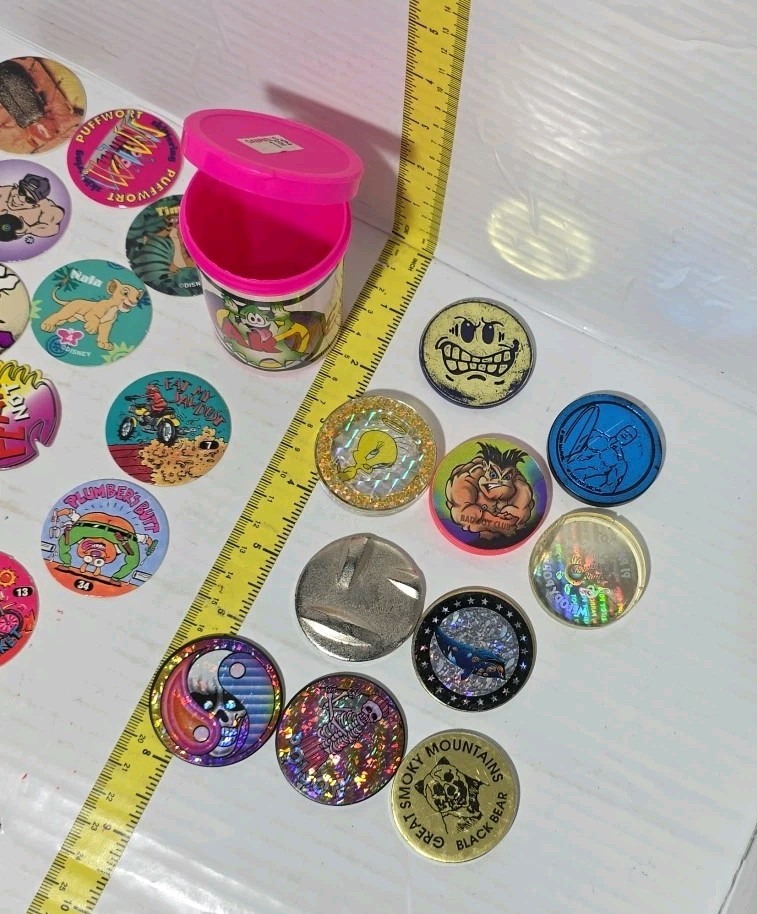 Lot Pogs Slammers! 1990s Retro Nostalgia! Mixed Branded & Unbranded Metal