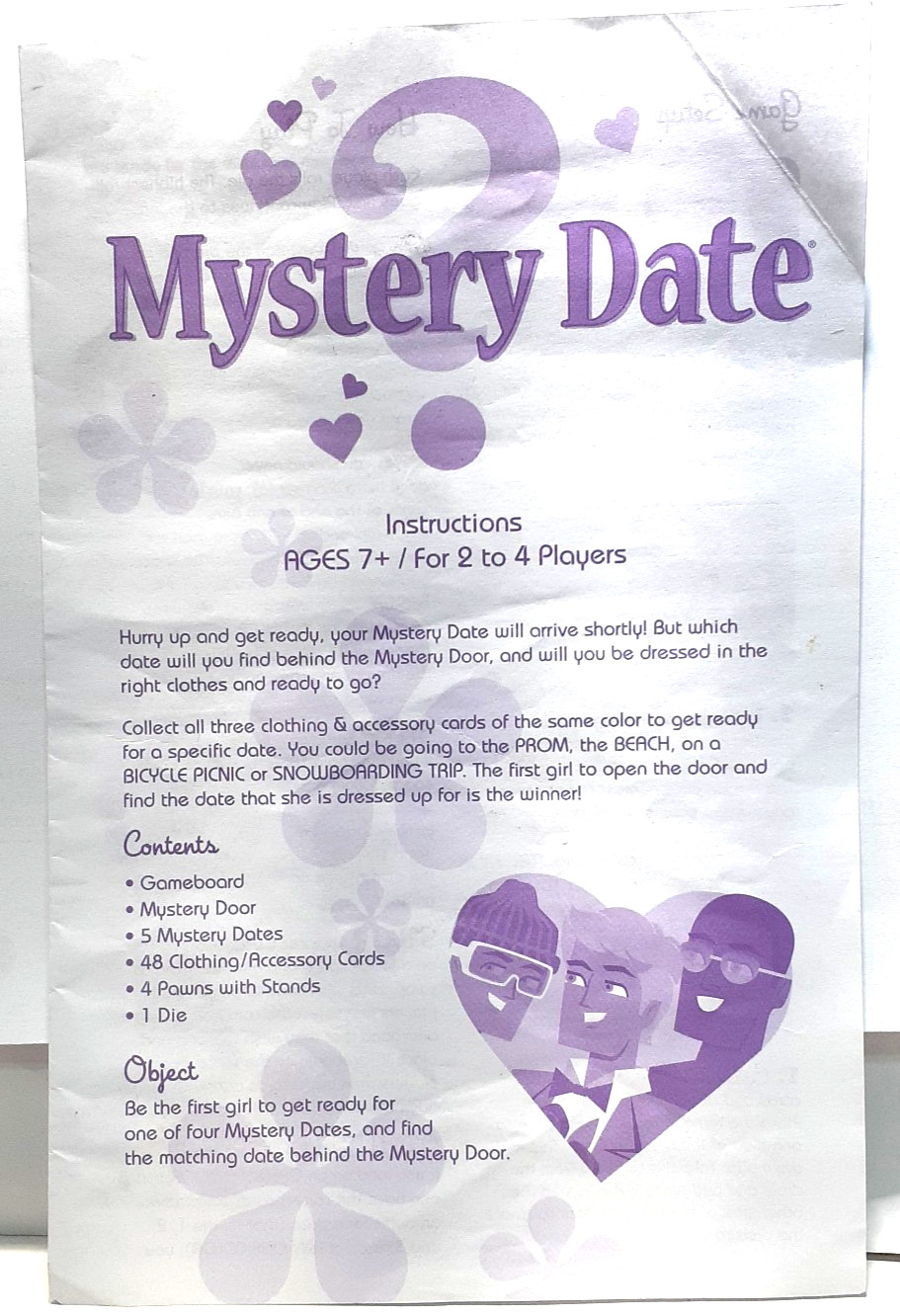 Mystery Date Board Game COMPLETE Milton Bradley 2009 Kids Family Glitter Box