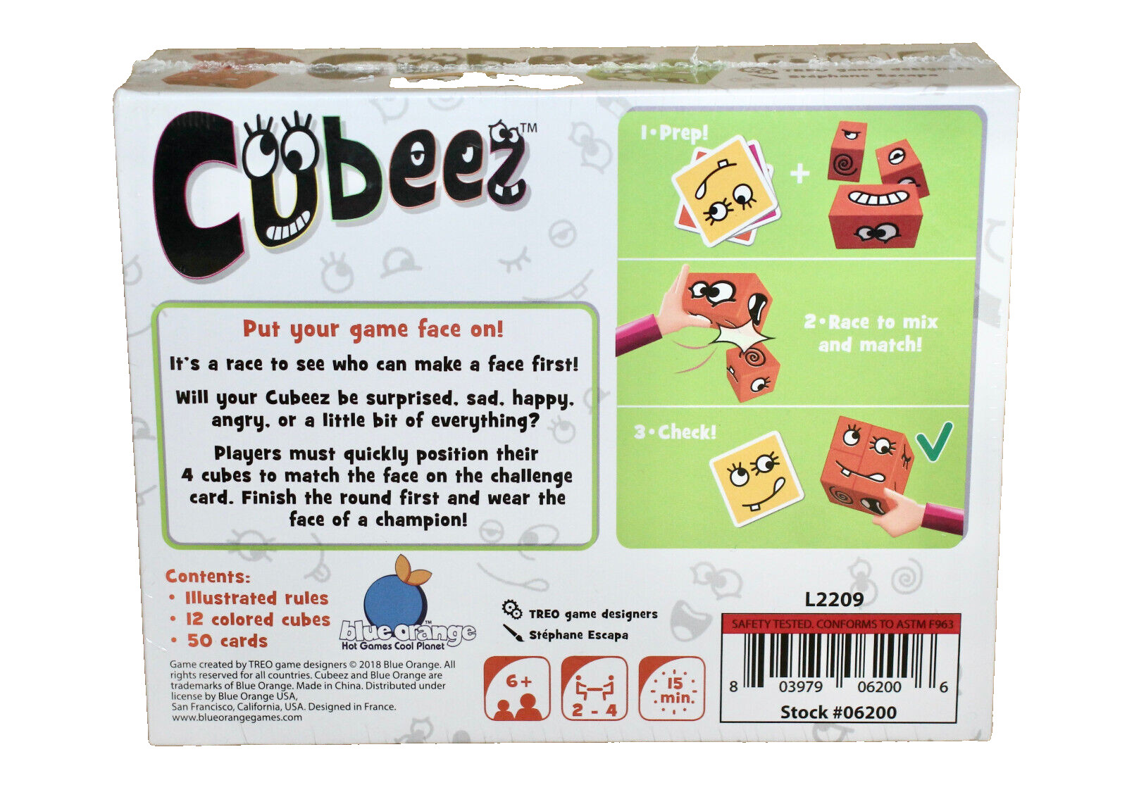 CUBEEZ The Silly Face Race! Game Blue Orange 2 to 4 Players Ages 6+