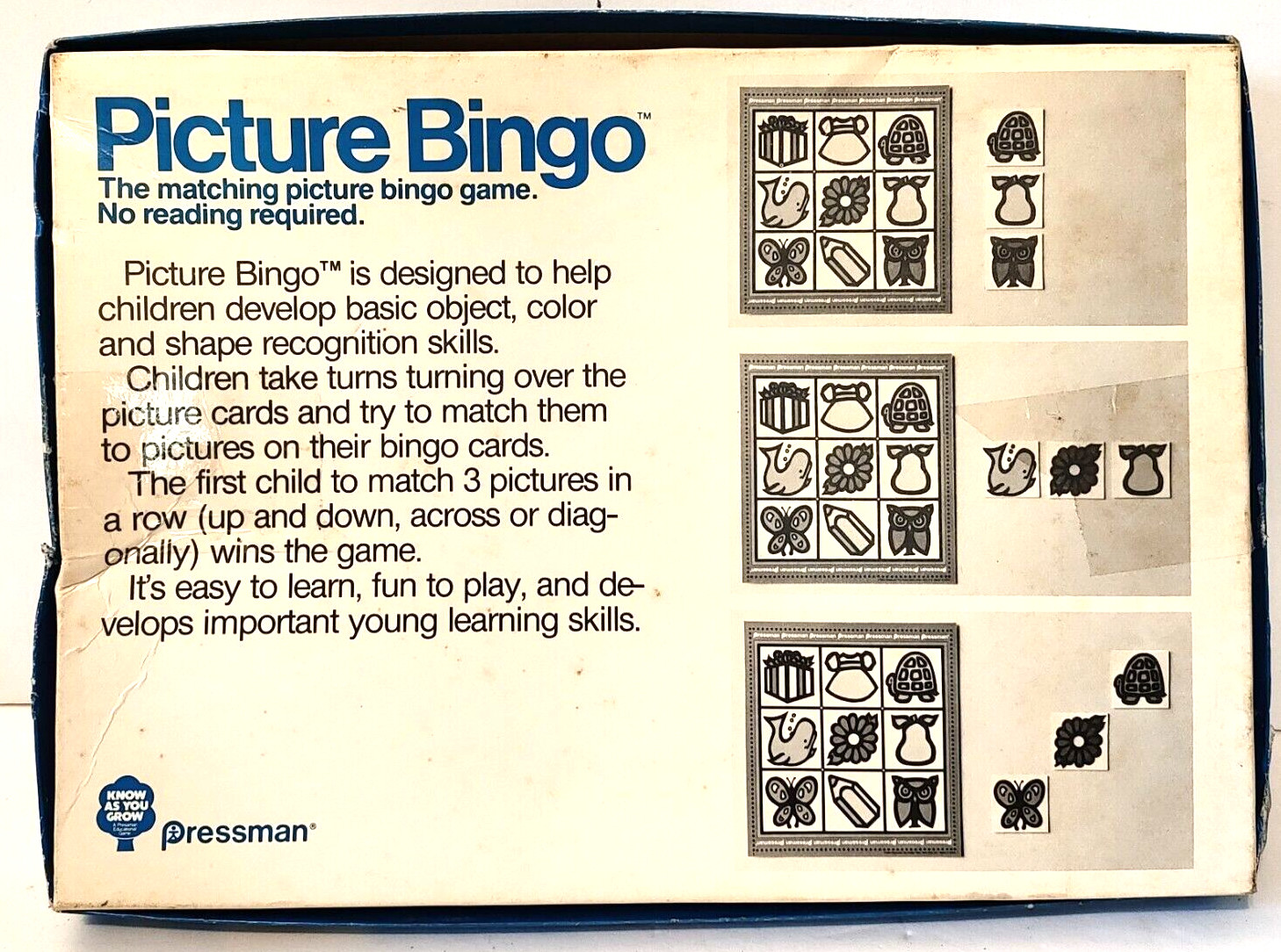 Picture Bingo – Matching Picture Bingo Game – Pressman – Complete Vintage 1984