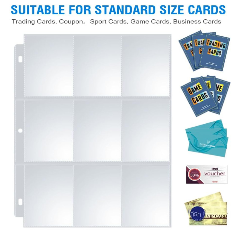 36 Pack 9 Pocket Page Protector, Sooez Trading Card Sleeves Pages Clear – NEW