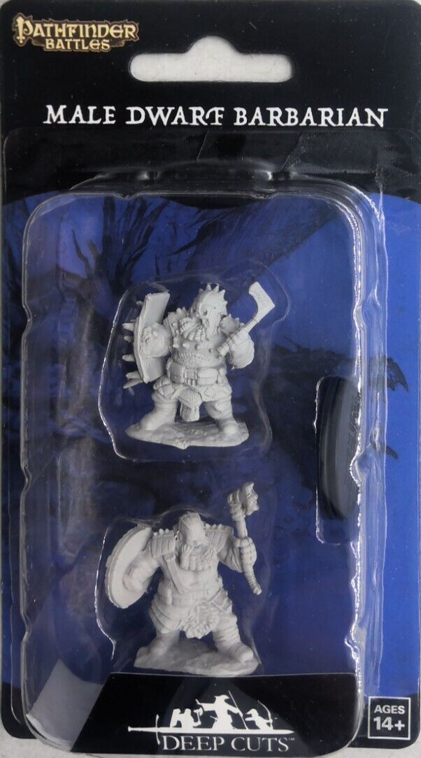 PATHFINDER BATTLES MINIATURE ~ DWARF MALE BARBARIAN