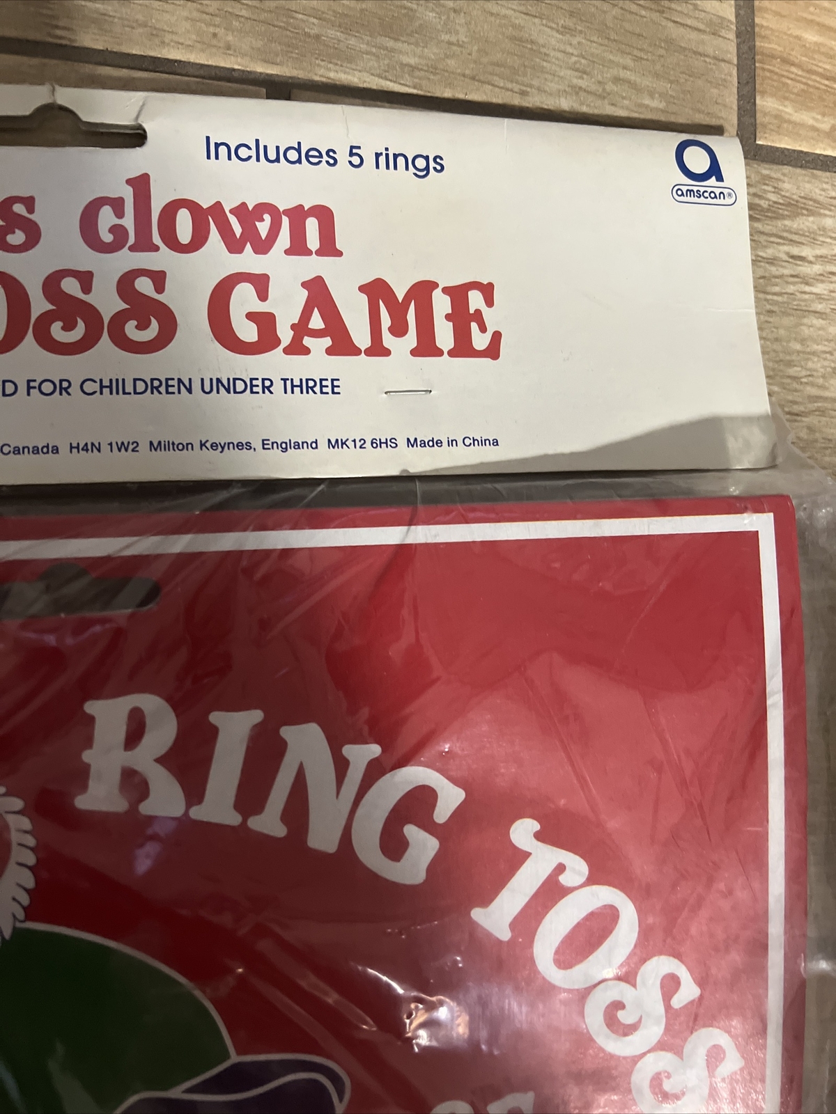 VTG AMSCAN INC CLOWN RING TOSS #27050 top opened plastic bbos