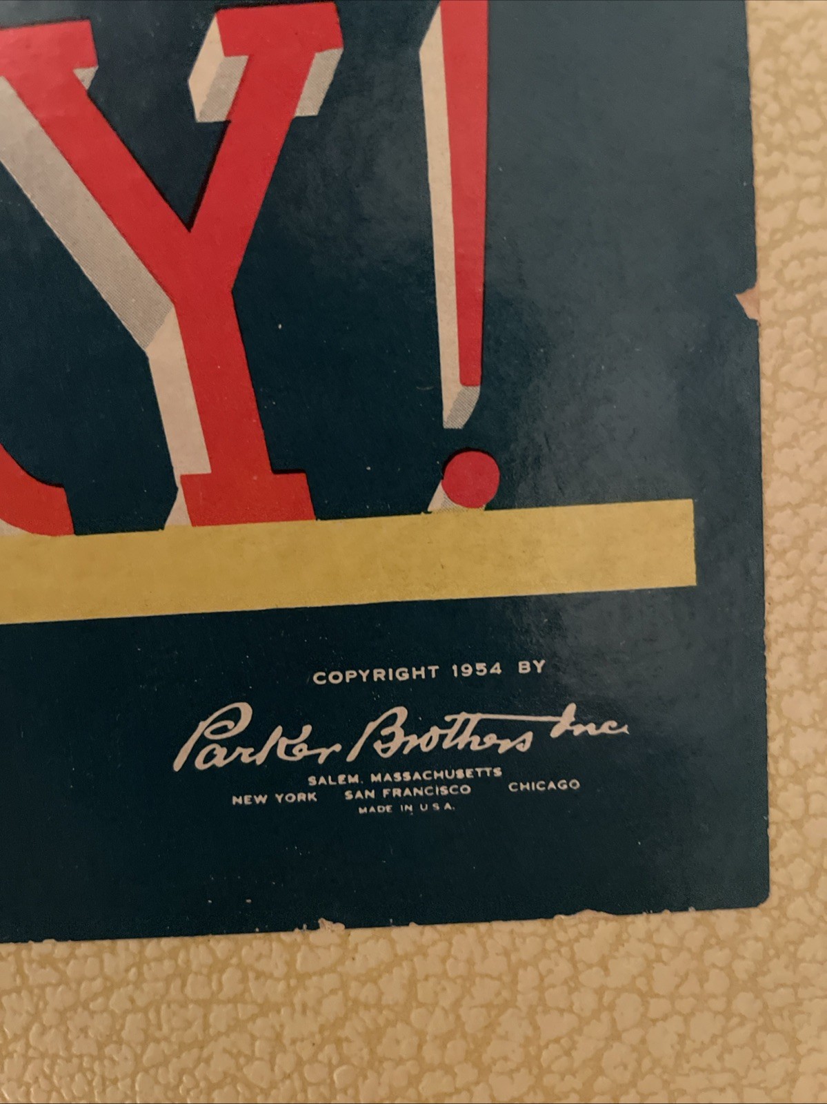 Vintage 1950 Parker Brothers SORRY! Game Replacement Bi-Fold BOARD ONLY