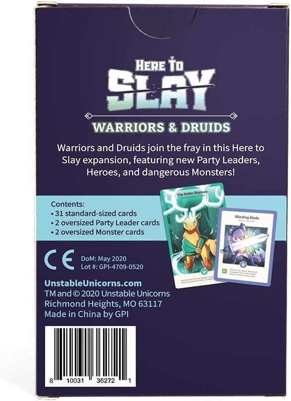 Warriors & Druids Expansion Pack for Here to Slay Card Game – 2-6 Players