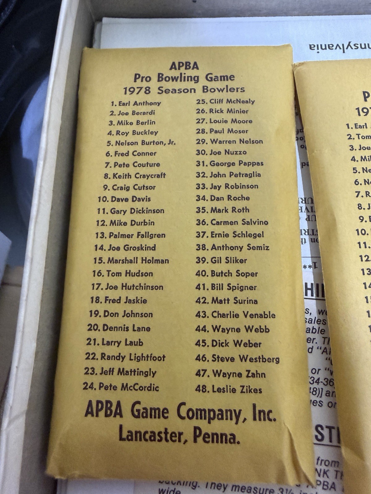 VTG 1978 APBA Pro Bowling Board Game w/8 Bowler Card Sets See Description