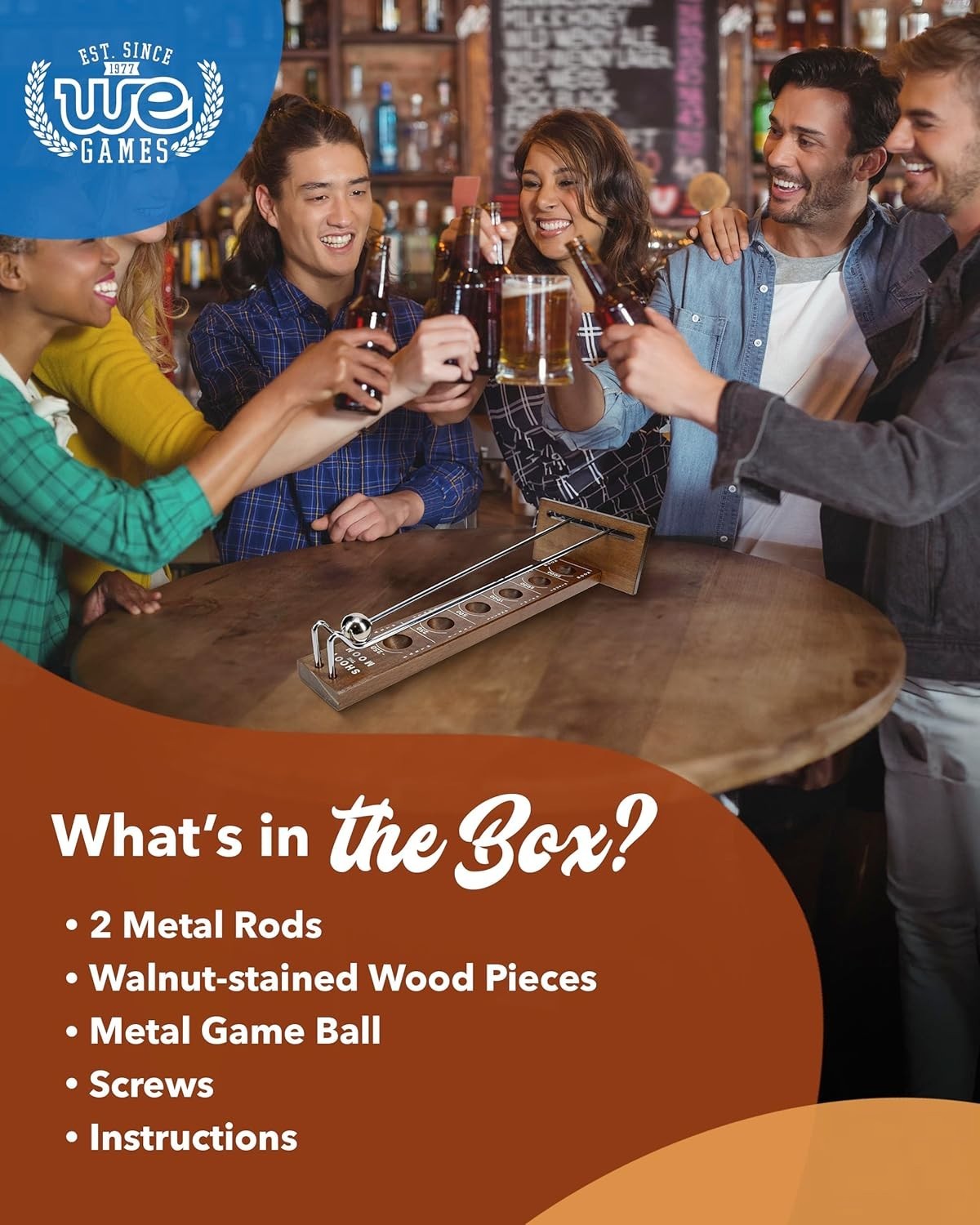 Classic 17.5” Shoot The Moon Game in Walnut Wood – Perfect for Game Nights