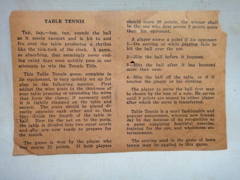 vintage TABLE TENNIS GAME gold medal TRANSOGRAM CO Japan rules england net balls