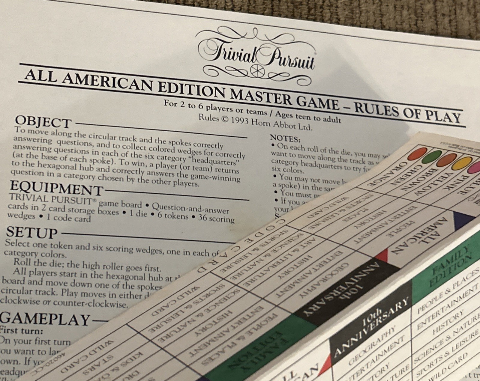 Trivial Pursuit All American Edition Parker Brothers 1993, 100% Complete