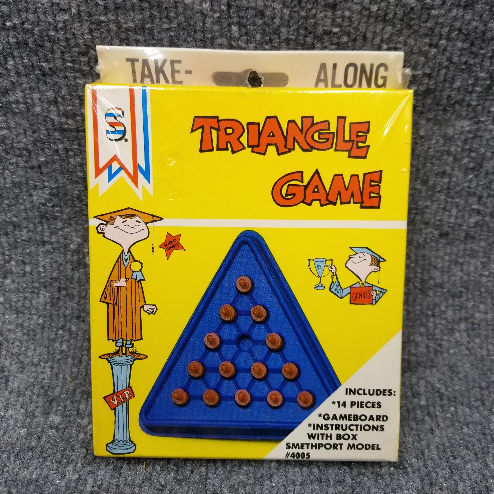 Vintage Triangle Peg Game Smethport Take-Along 1985 Compact Brain Teaser Puzzle
