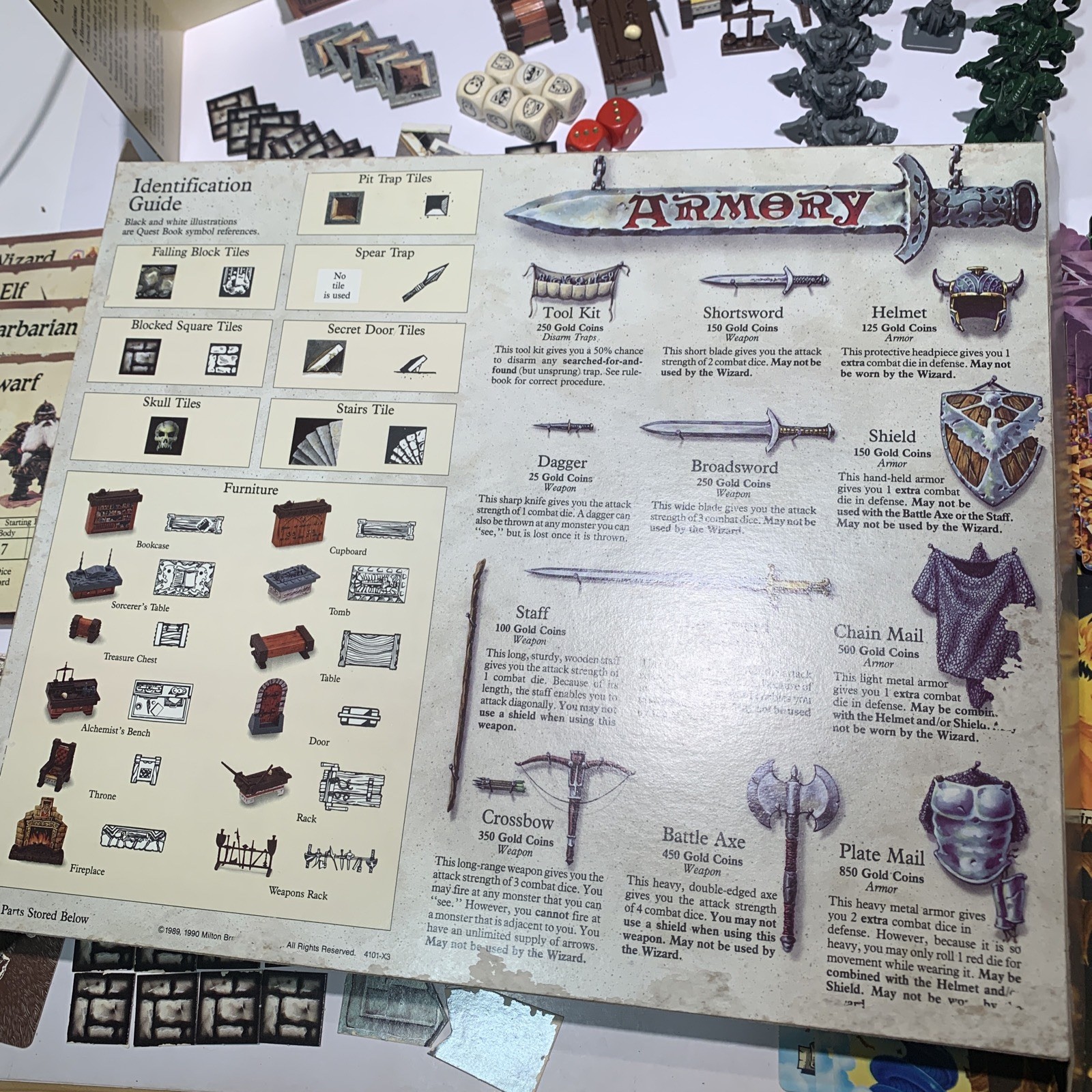 MB Hero Quest Board Game 1989-1990 + Kellar’s Keep Near Complete