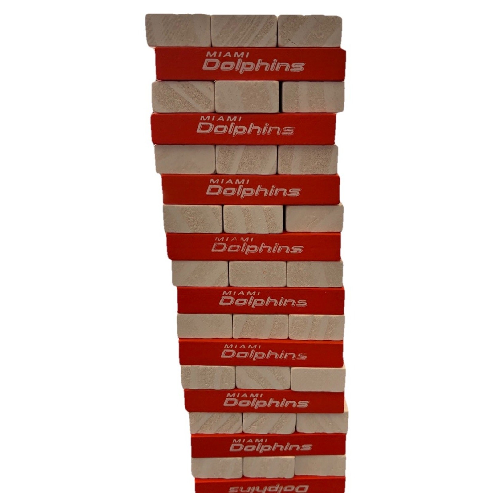 Miami Dolphins Classic Jenga Game Orange White Blocks NFL Man Cave Bar Fans