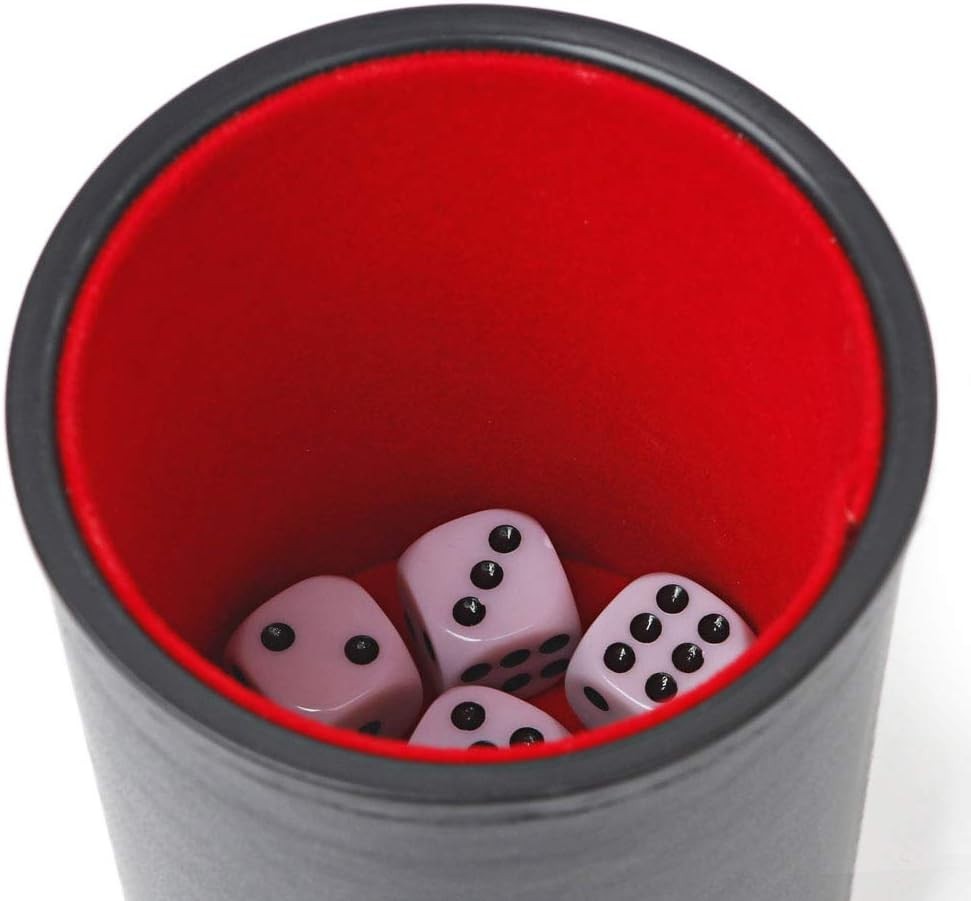 Felt Lined Professional Dice Cup – with 6 Dices Quiet for Yahtzee Game