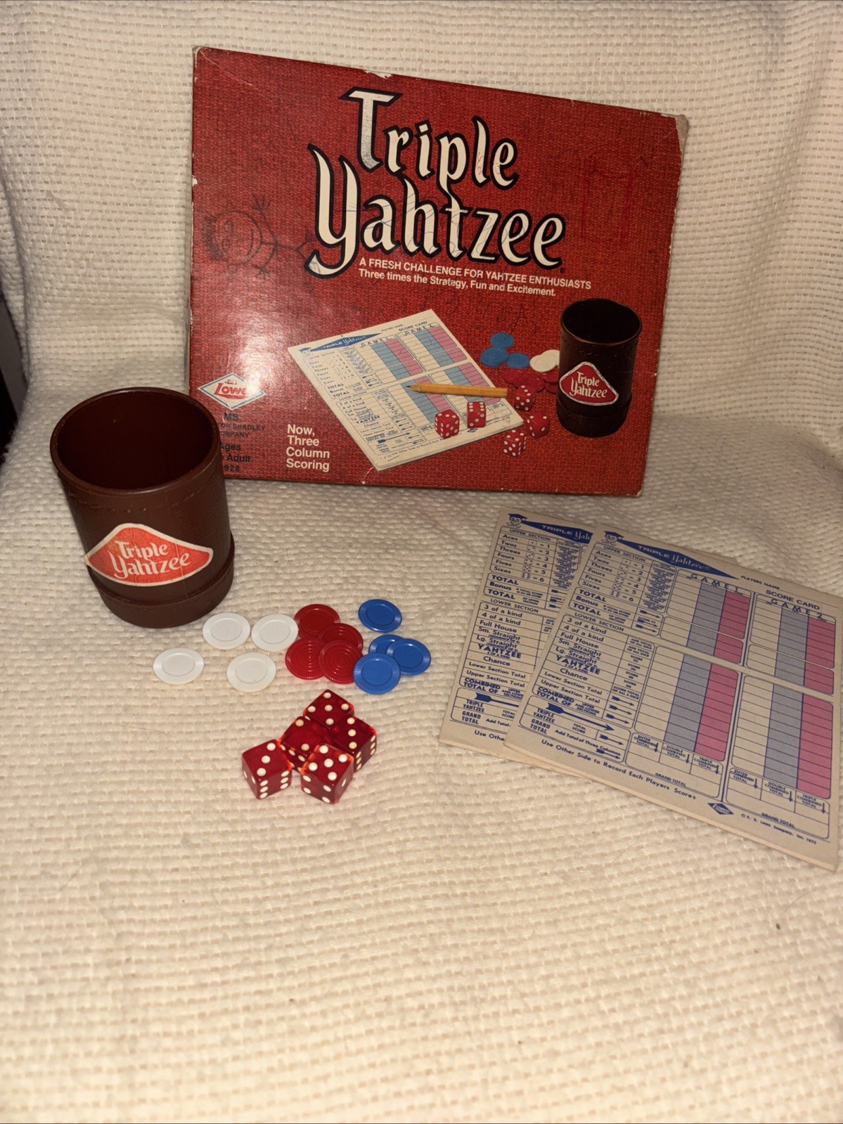 Vintage 1973 Triple Yahtzee Dice Game, No Instruction Book, Multiple Score Pads