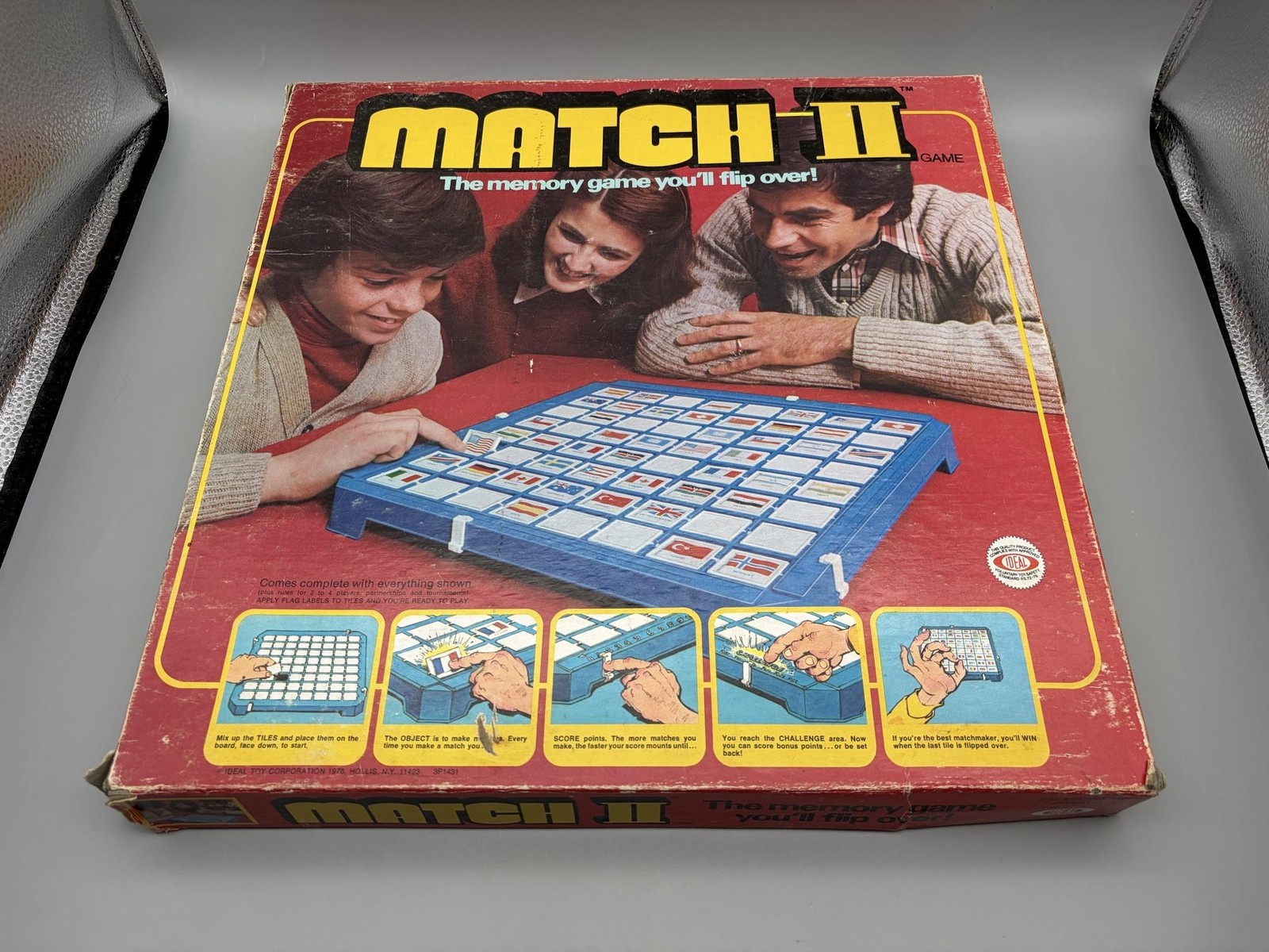 Vintage 1970s Match II Memory Board Game Ideal World Flags Maps Geography READ