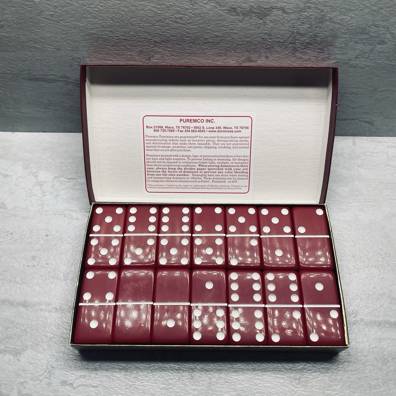 Puremco Marblelike Dominoes Red Tournament Large Face Extra Thick