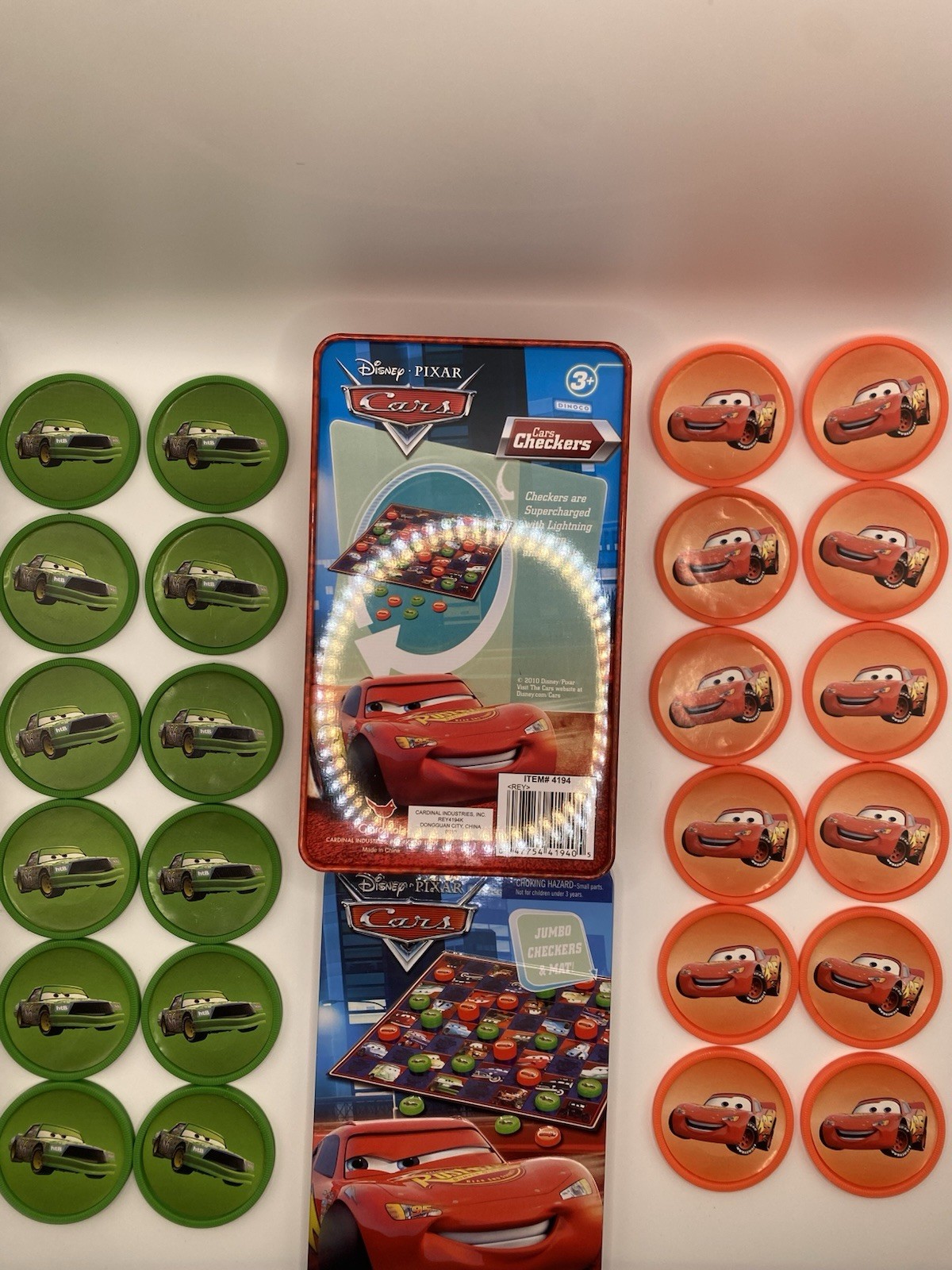Disney Pixar Cars Checkers With Jumbo Checkers & Mat Board Game