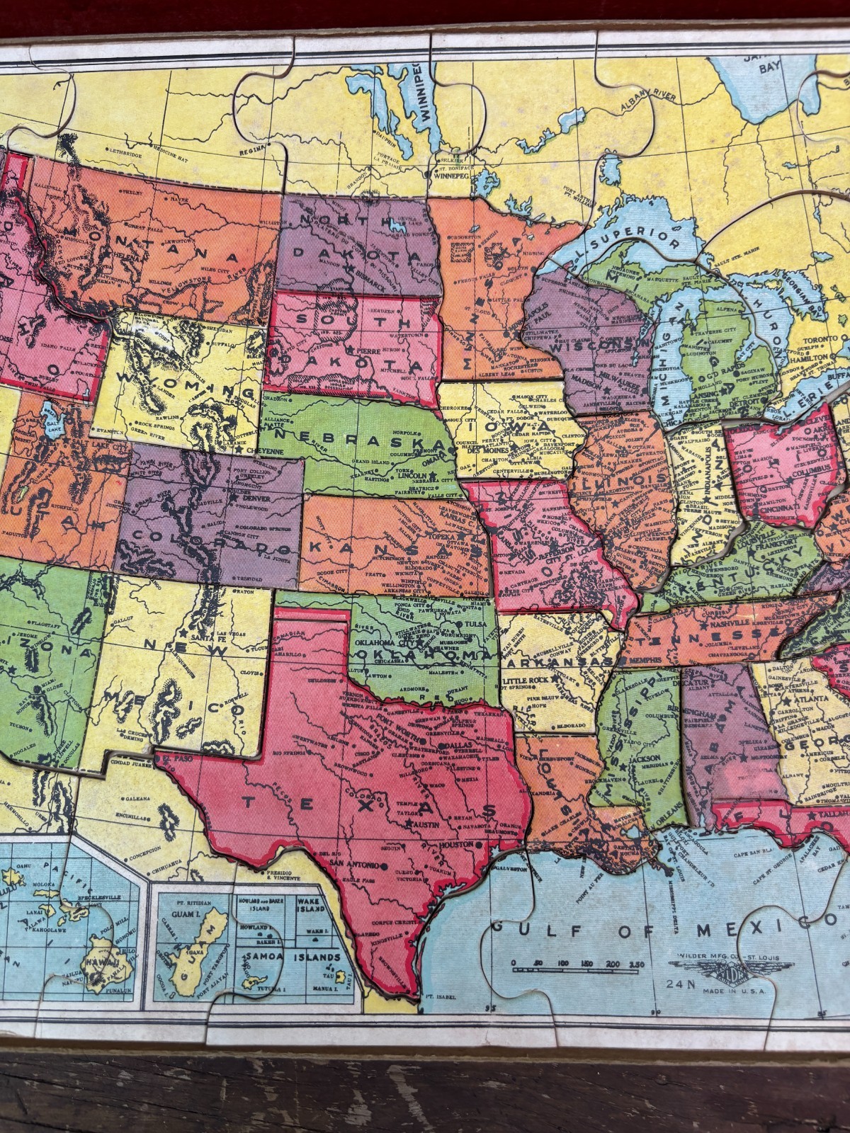 Vintage Map of the United States puzzle Wilder Co. No 24N Complete!