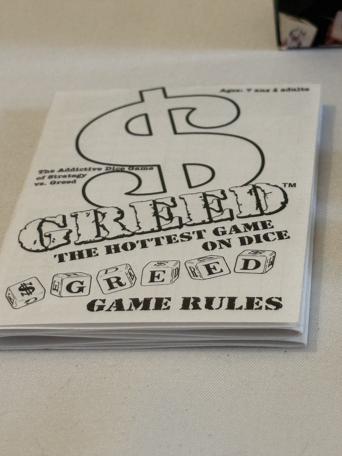 Greed-the hottest game on dice by TDC Games. Complete Except Pencil. Dice Game
