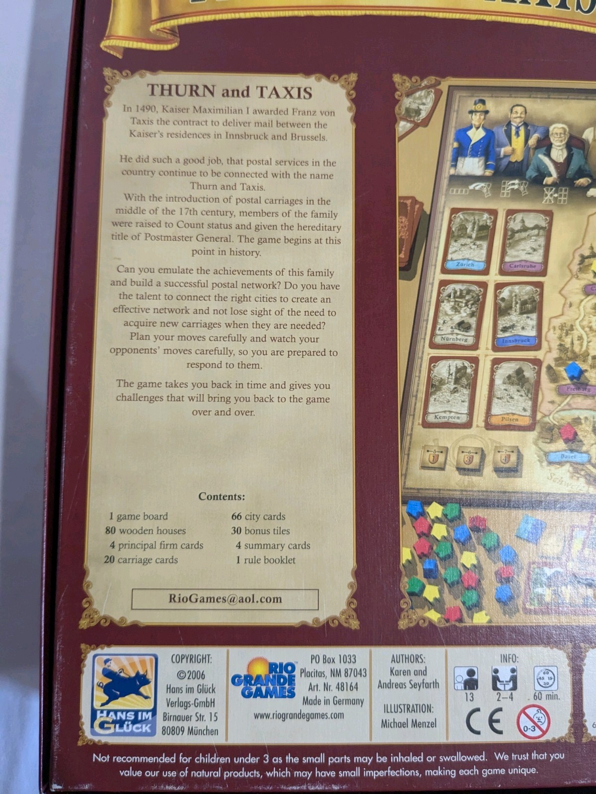 Thurn and Taxis Board Game Complete Rio Grande Games 2006