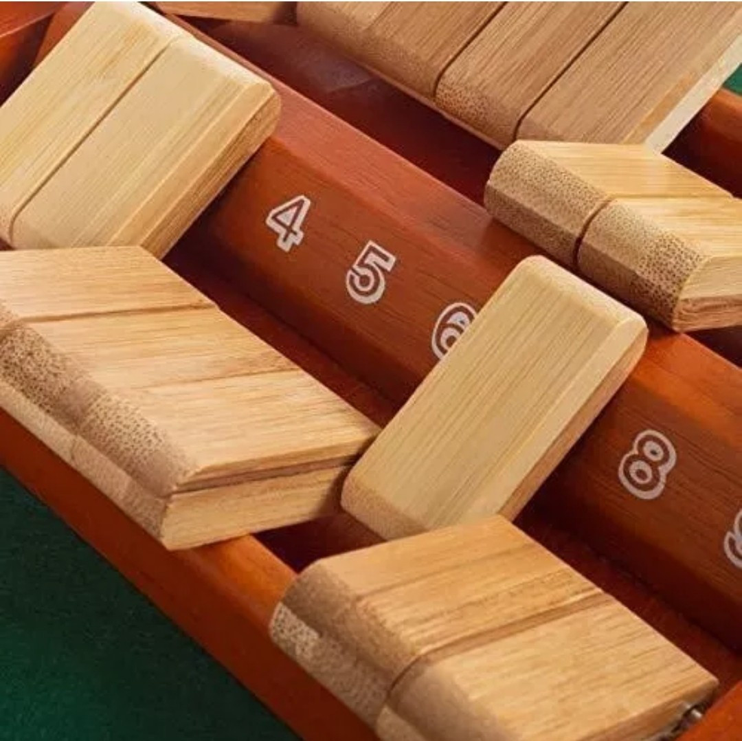 Shut The Box Game-Classic 9 Number Wooden Set with Dice Included-Old Fashioned