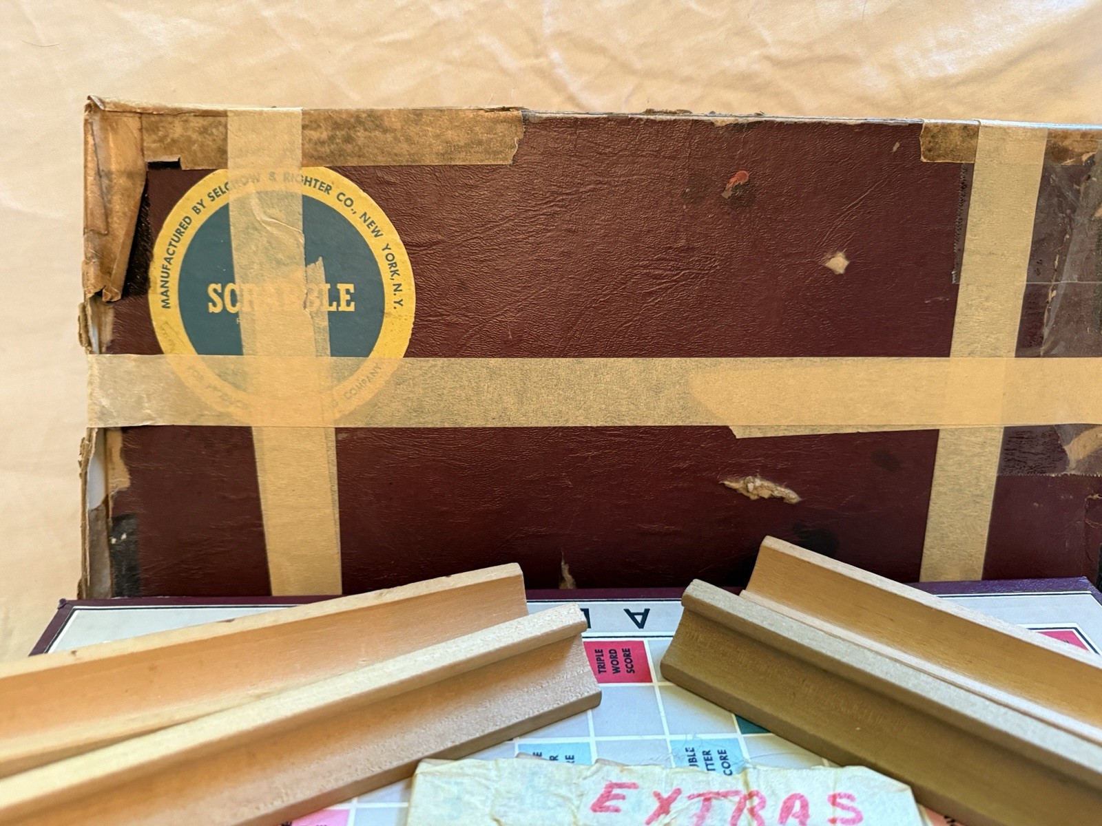 Vintage MCM Mid Century SCRABBLE Crossword Board Game SELCHOW & RIGHTER