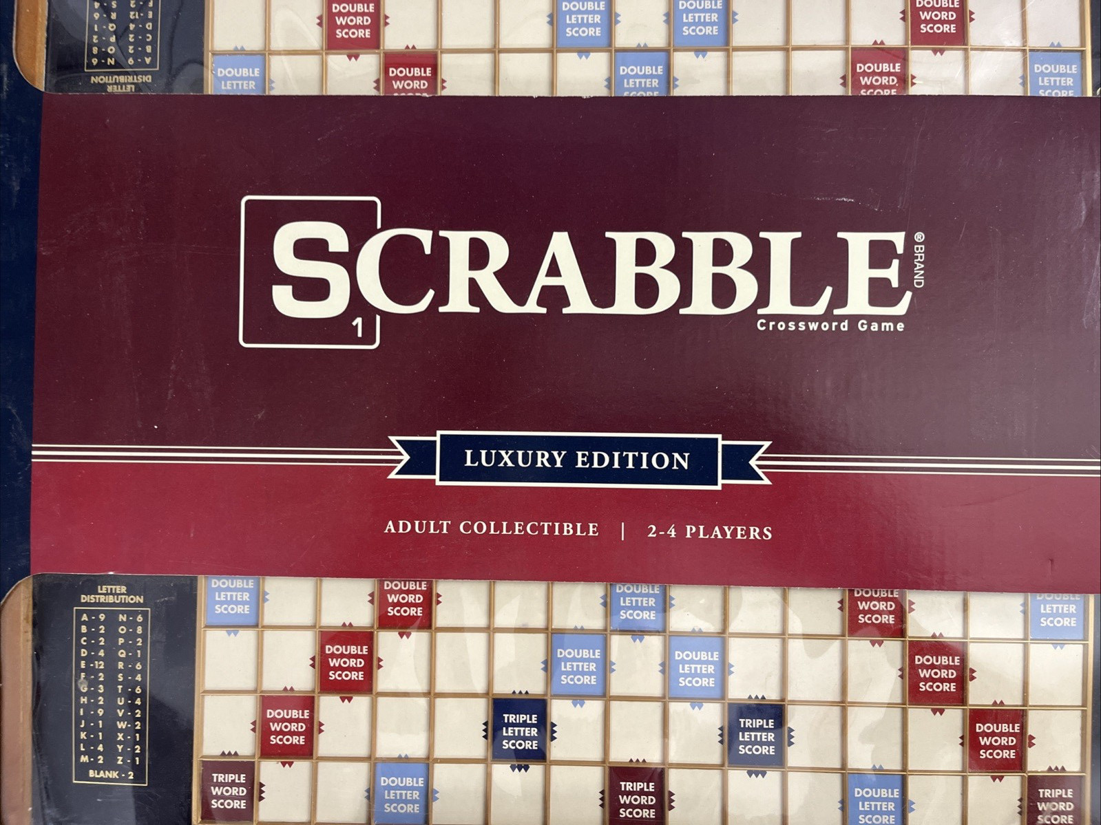 New Scrabble Luxury Edition with Wood Cabinet and Rotating Turntable Game Board