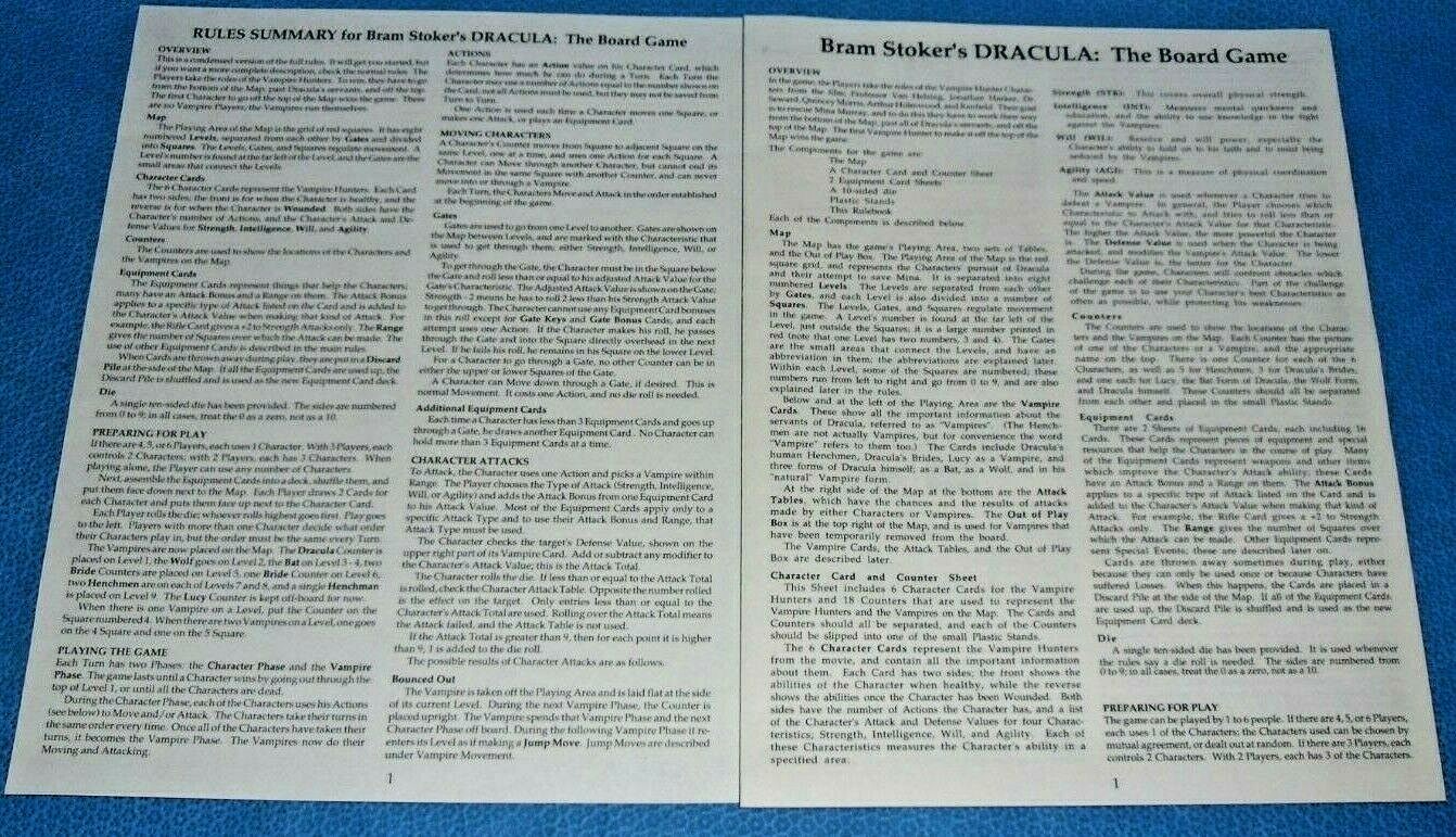 Bram Stoker’s Dracula Board Game Complete & Unpunched – Leading Edge Games
