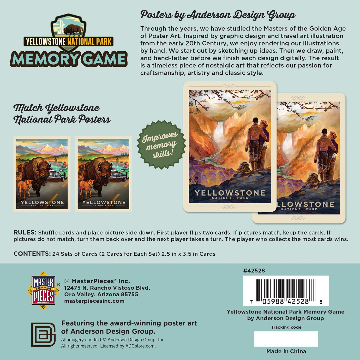 MasterPieces – Yellowstone National Park Officially Licensed Memory Game