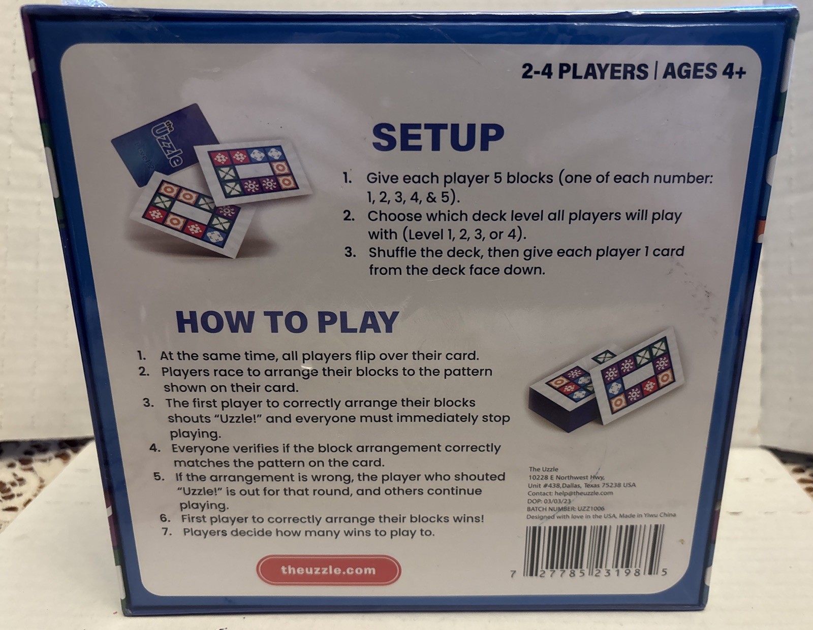 The Uzzle Board Game, Family Block Puzzle for Children & Adults NEW Sealed