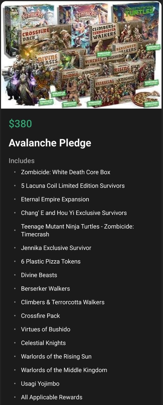 Zombicide: White Death Avalanche Pledge with Kickstarter Exclusive Stretch Goals