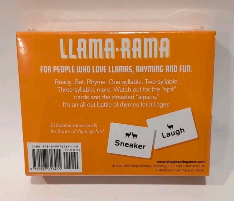 Llama Rama Rhyming Card Game For All Ages BRAND NEW SEALED