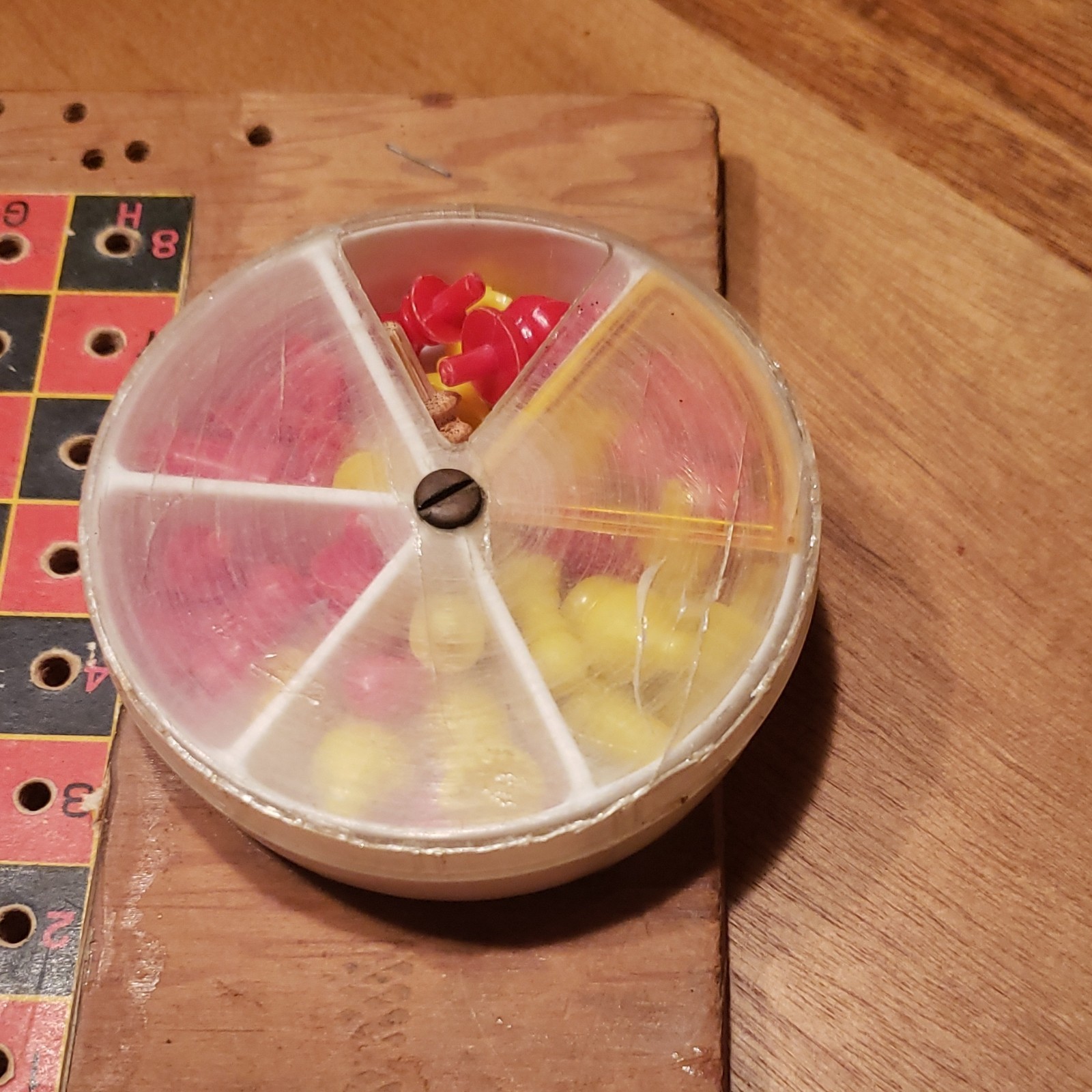 Vintage Wooden Strategy Board Game with Pegs & Storage Container