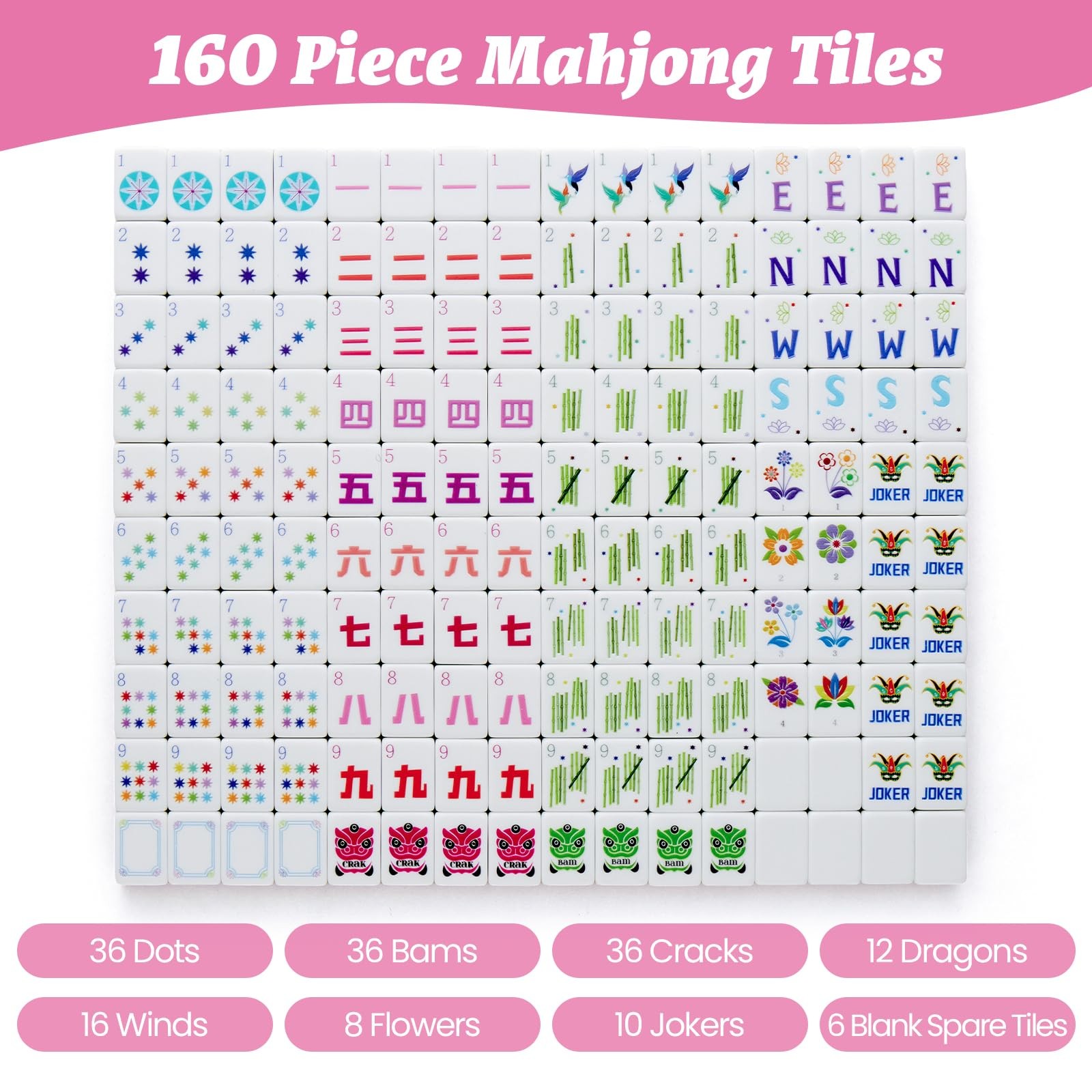 Ikowo American Mahjong Tile Set(4 Layer), 1.2”Mahjong Tile Set with Carrying …