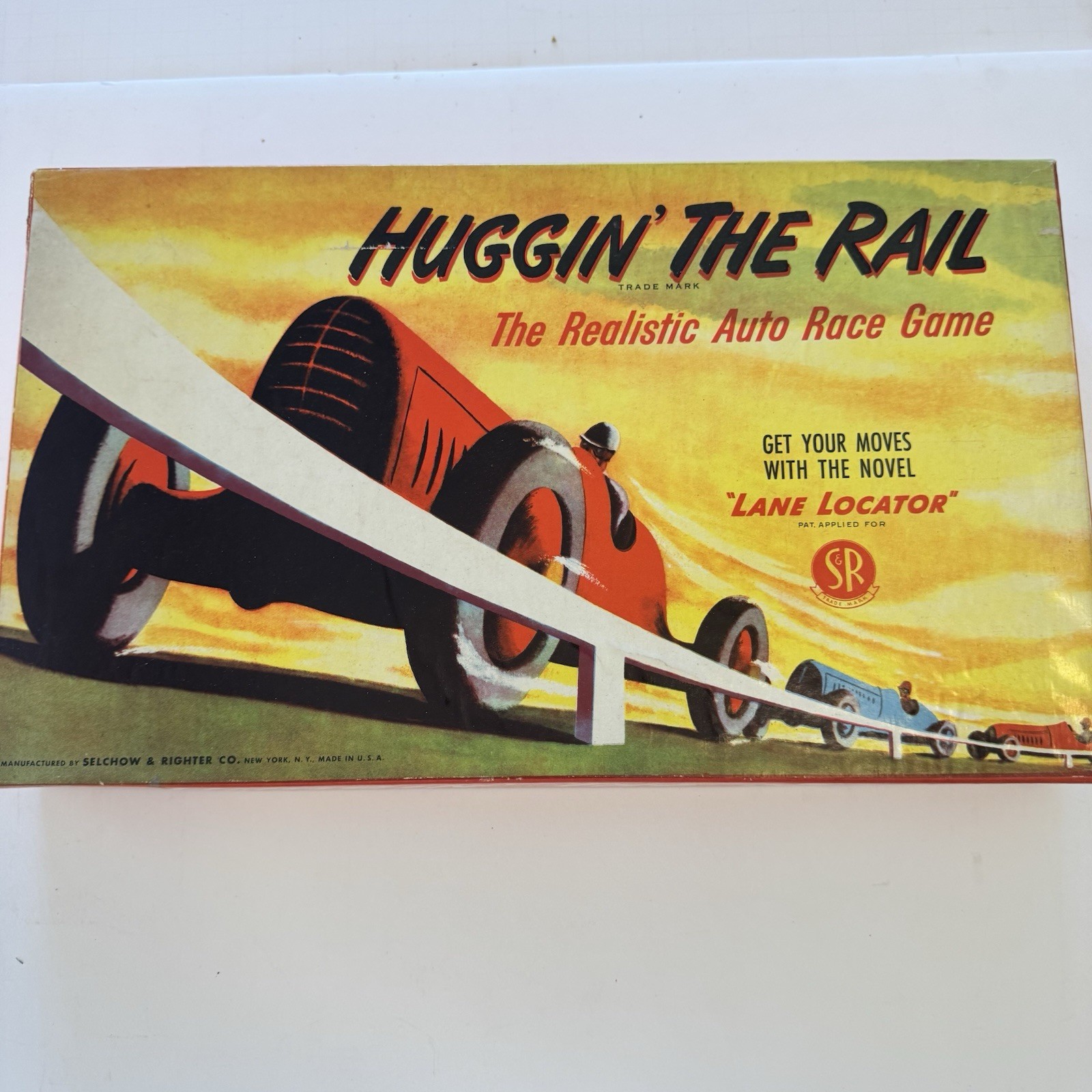 Vintage 1948 Selchow & Righter Huggin The Rail Motoring Auto Race Board Game