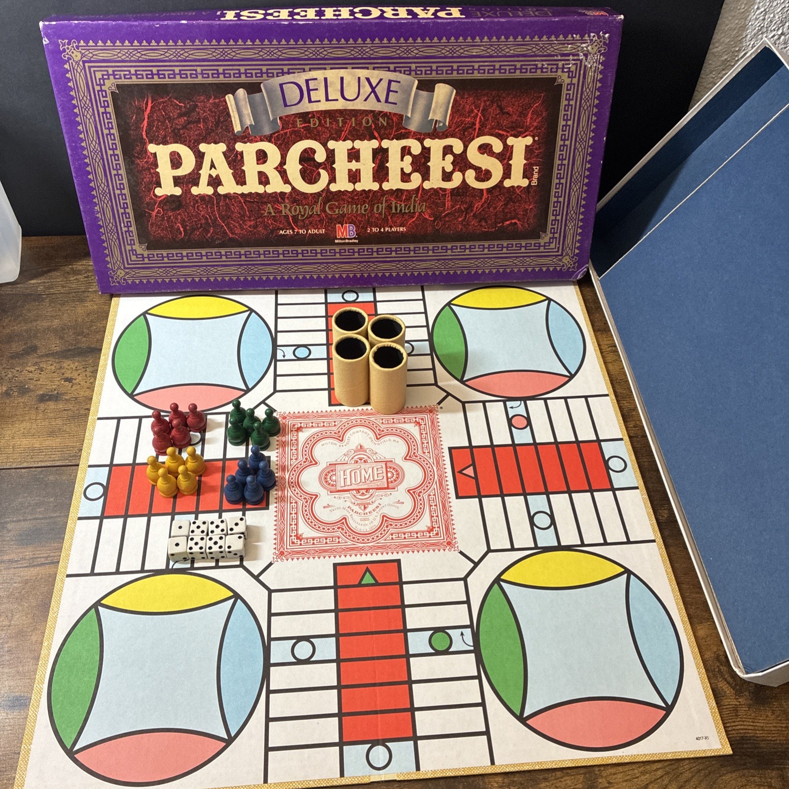 Parcheesi Deluxe Board Game 1989 VINTAGE Milton Bradley Classic COMPLETE Set