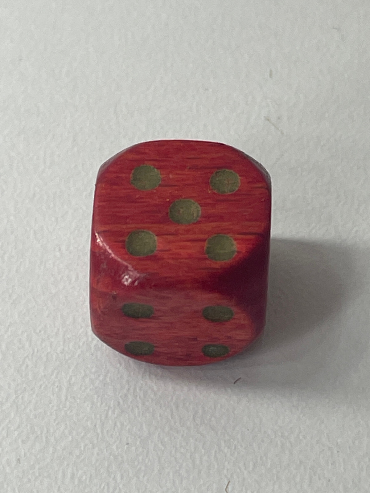 Vintage Red Wooden DIE (1) With Rounded Corners Gold Dots