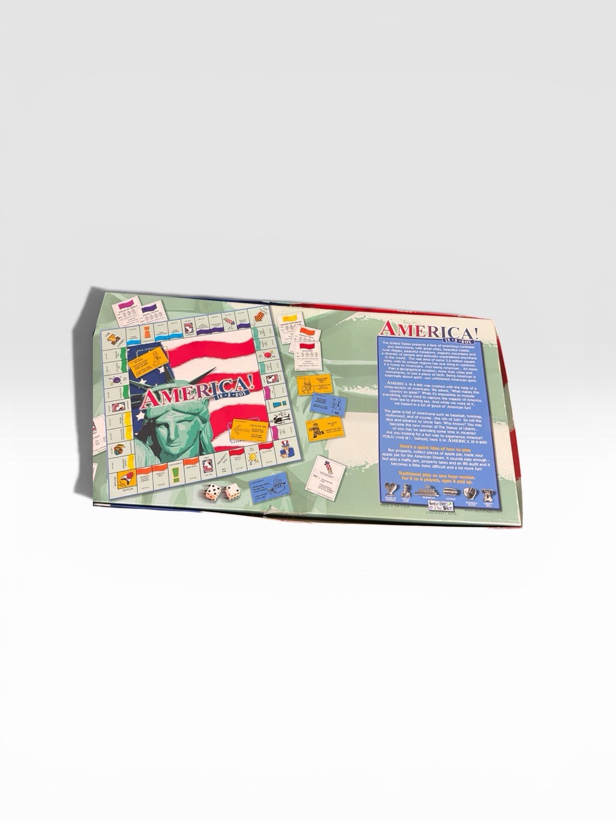 Late for the Sky America! In-A-Box Patriotic Board Game, Complete, 2 Players, 8+