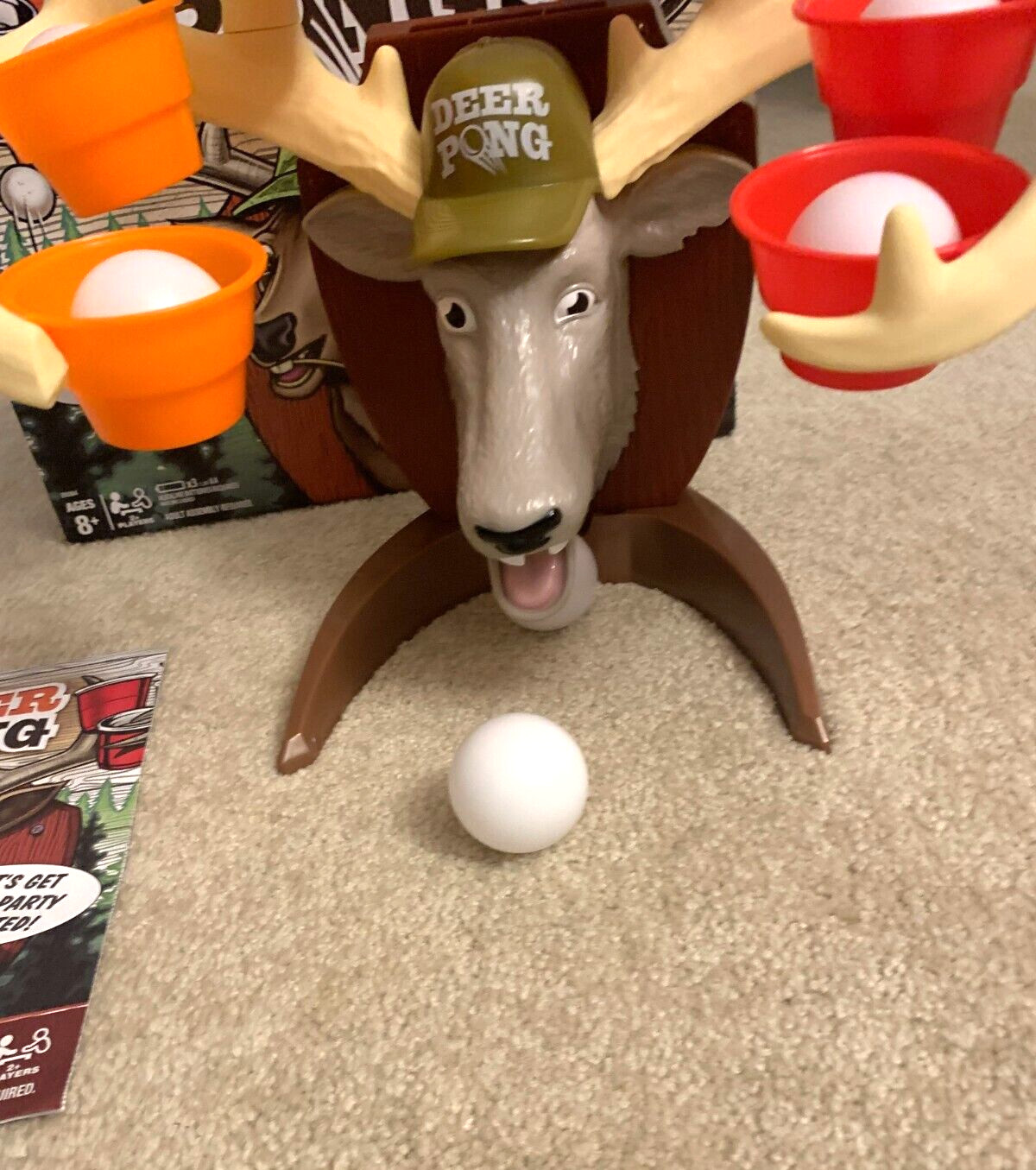 Hasbro Deer Pong Game with Talking Comical Deer Ages 8 & UP