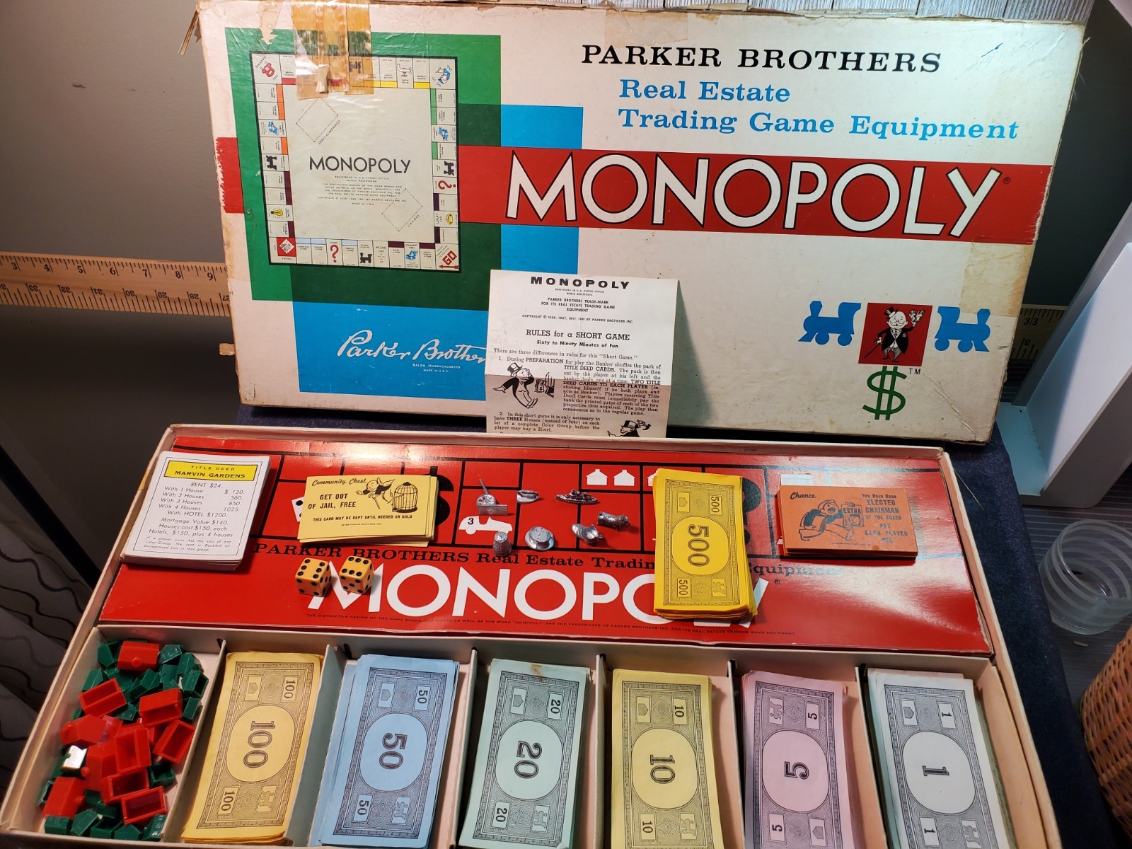 3 Vtg 1950’s & 60’s Parker Bros. Board Games. Monopoly, Sorry, Risk. With Instr.