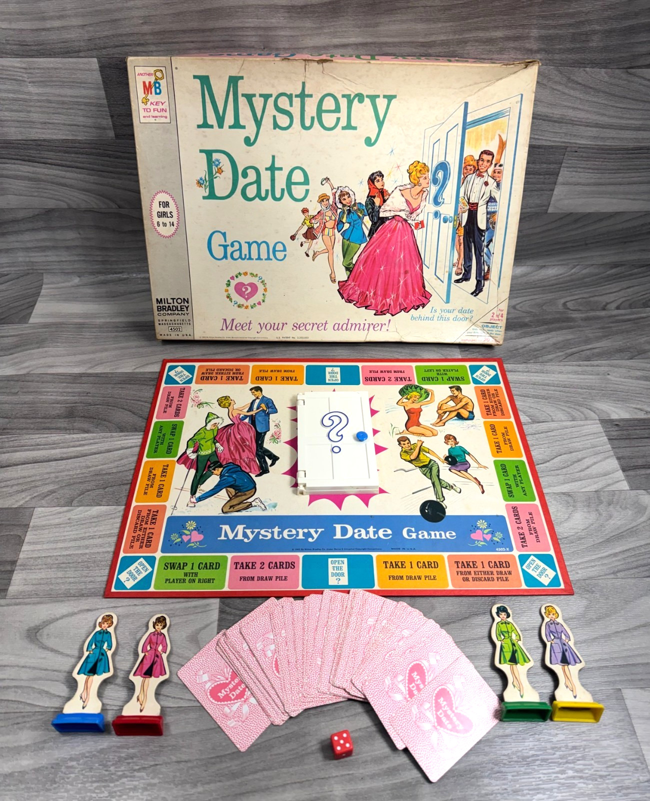 VINTAGE 1965 MILTON BRADLEY MYSTERY DATE GAME BOARD GAME MPN 4502 COMPLETE