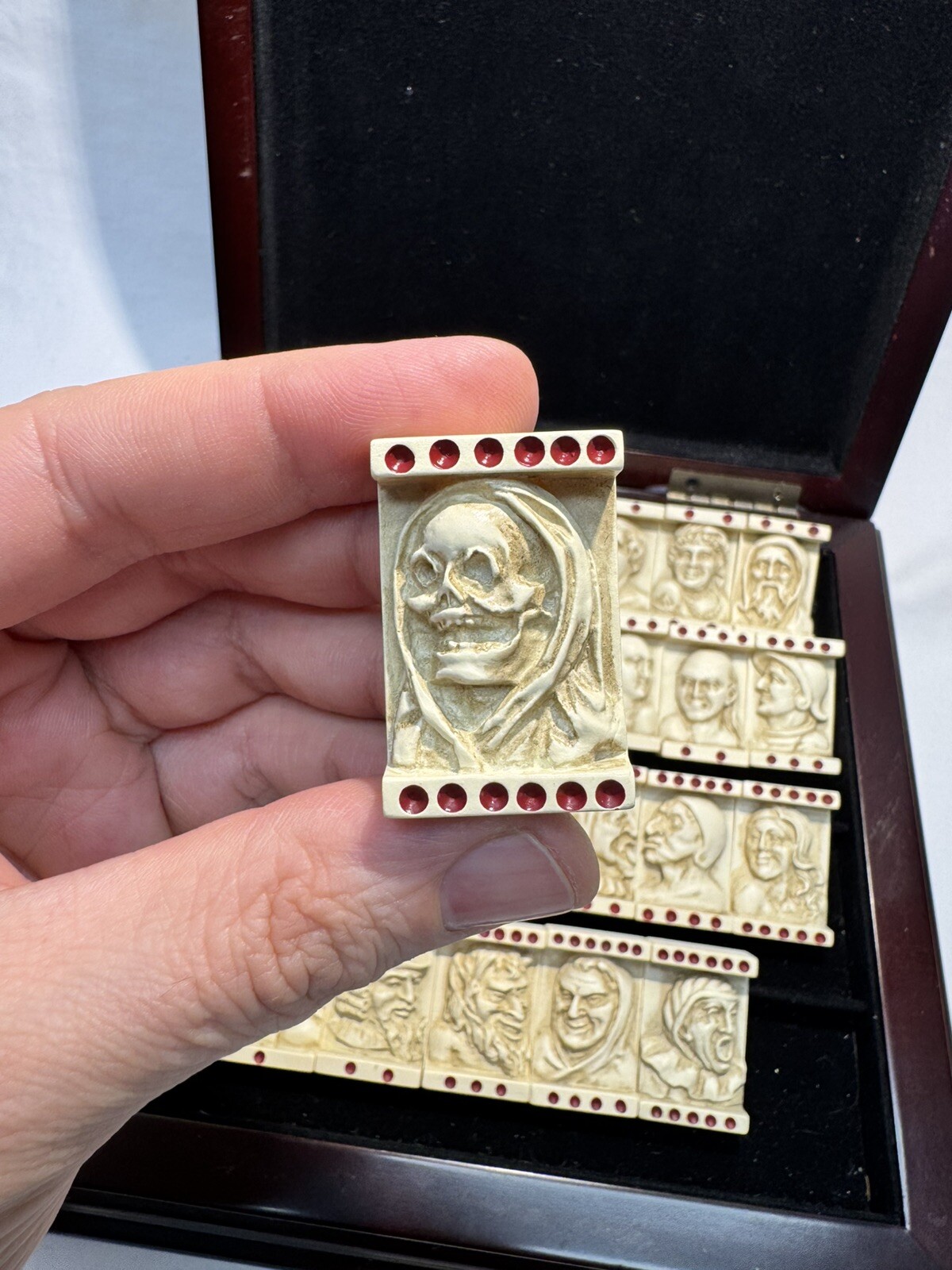 Dutch Renaissance Dominos Gothic Revival Grotesque Medieval Set In Wood Case AM