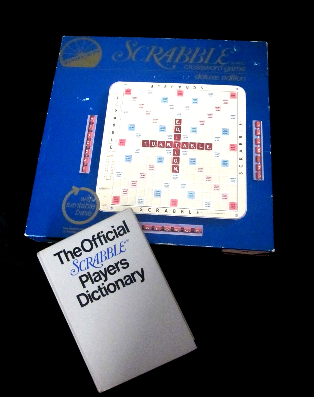 Deluxe Scrabble 1982 Game Turntable Edition Selchow & Righter + Scrabble Book