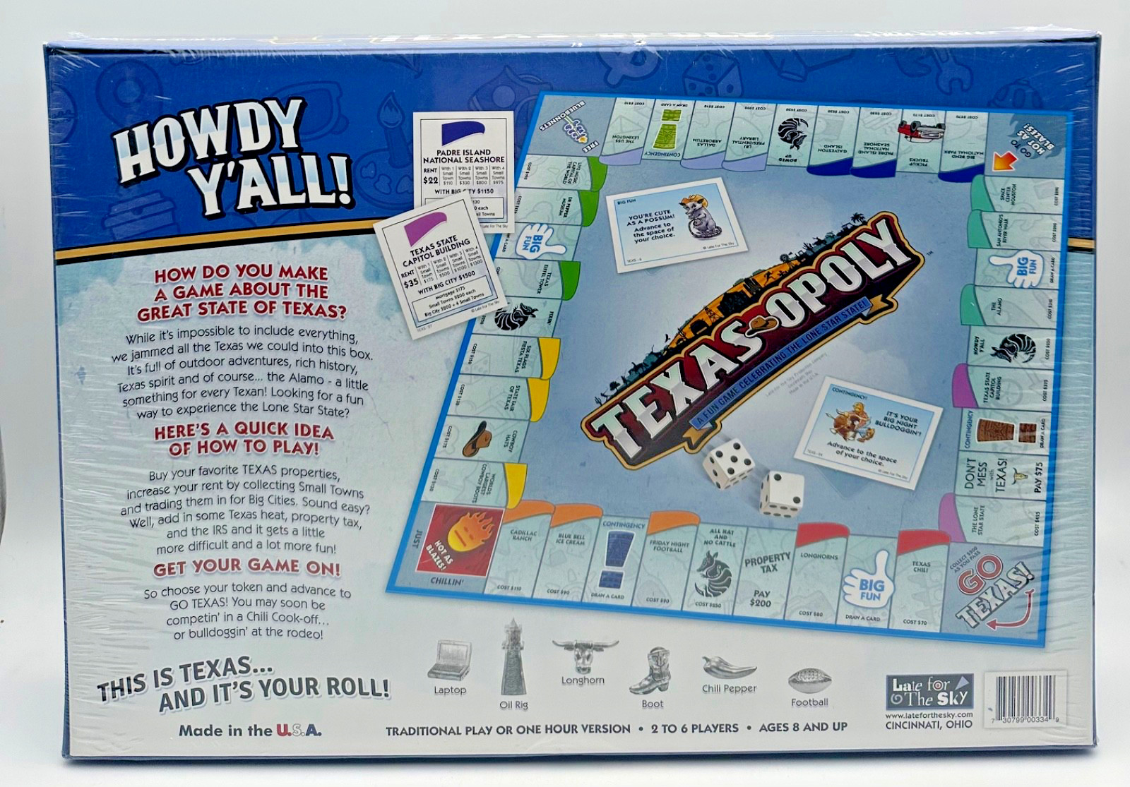 NEW Sealed Texas-Opoly Board Game Late For The Sky A Game Celebrating Texas