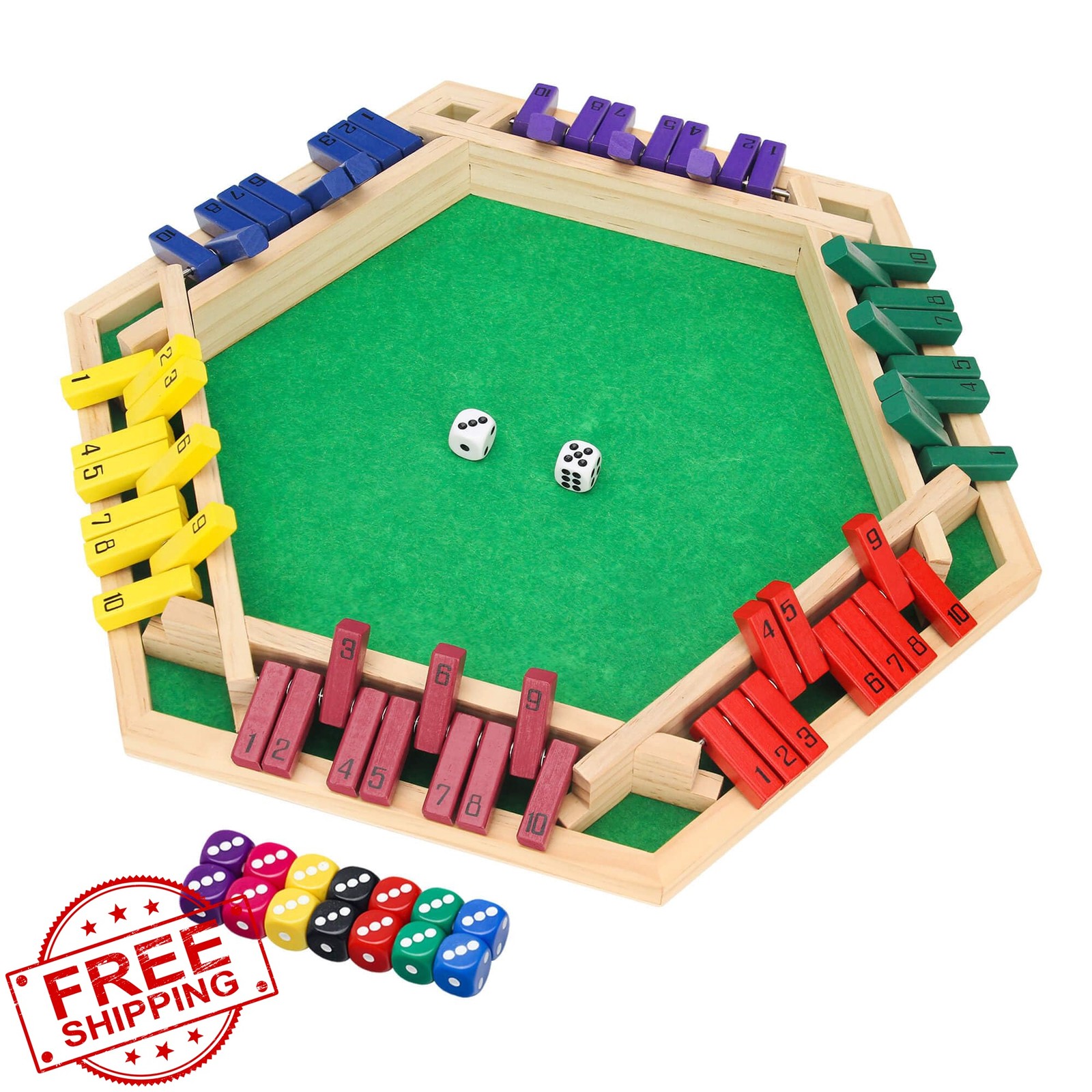 INNOVJOPRO Shut the Box Game Multicolor 16 Dice